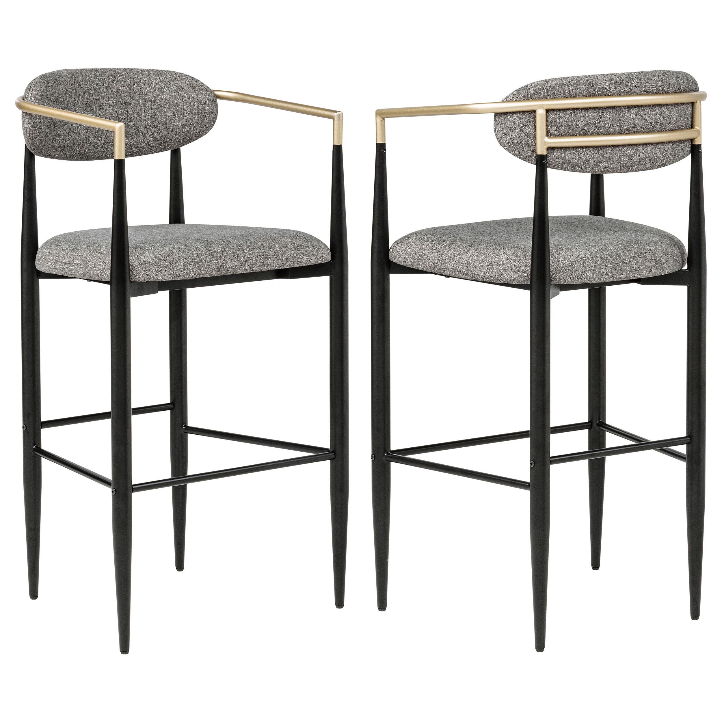 Tina Fabric Upholstered Bar Chair Dark Grey (Set of 2)-