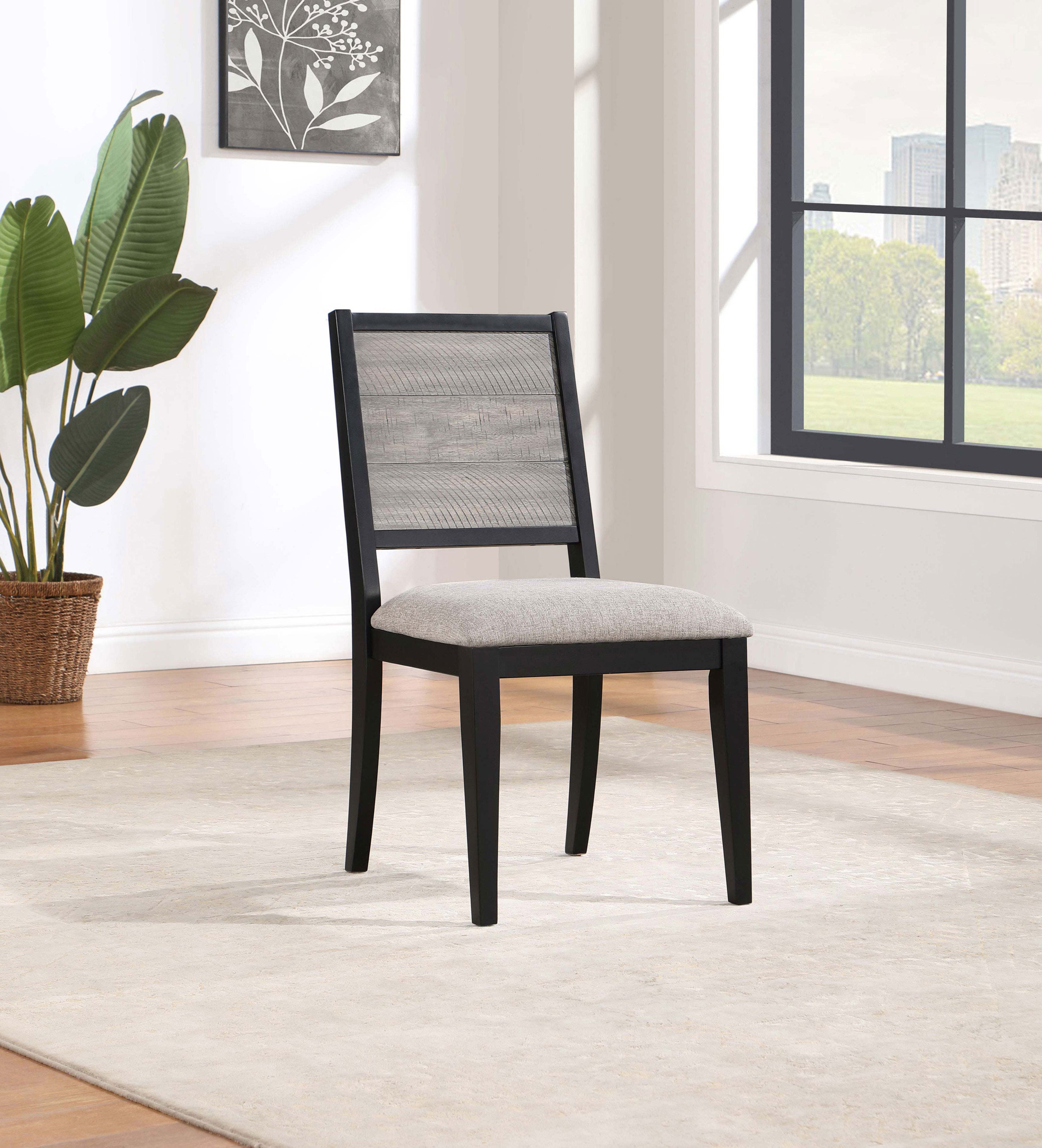 Elodie Wood Dining Side Chair Grey and Black (Set of 2)-