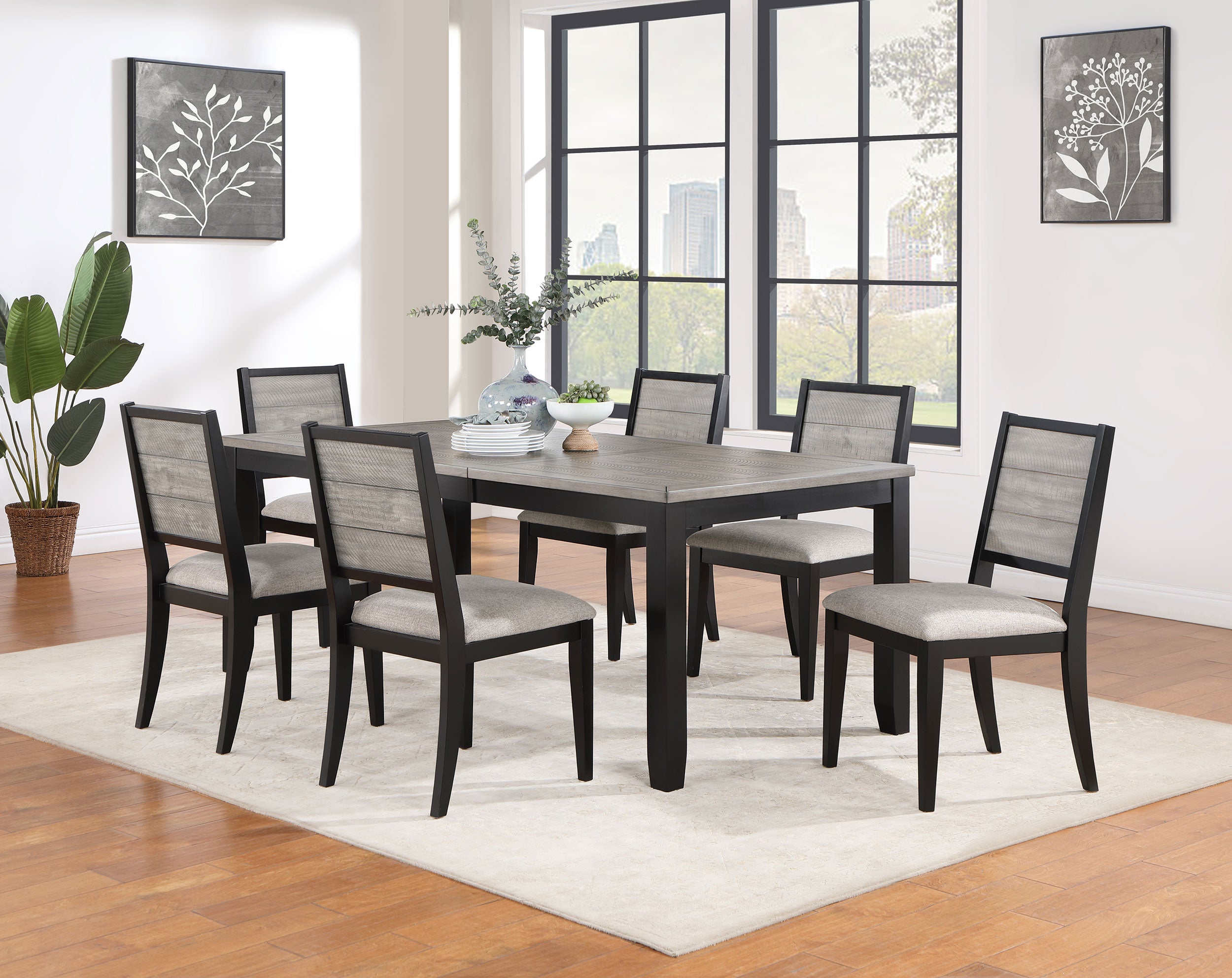 Elodie Wood Dining Side Chair Grey and Black (Set of 2)-