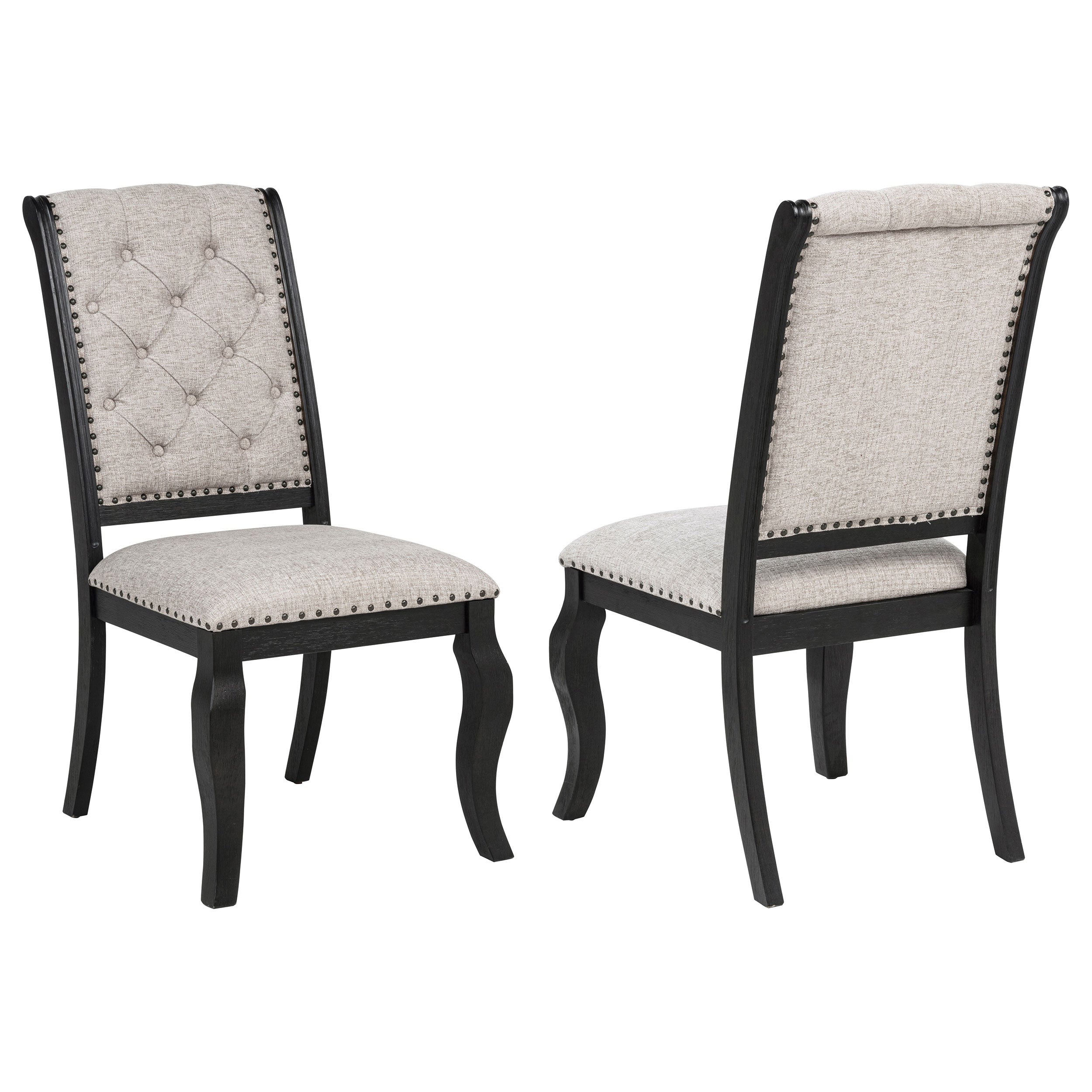 Phelps Upholstered Dining Side Chair Tan Distressed Noir (Set of 2)-