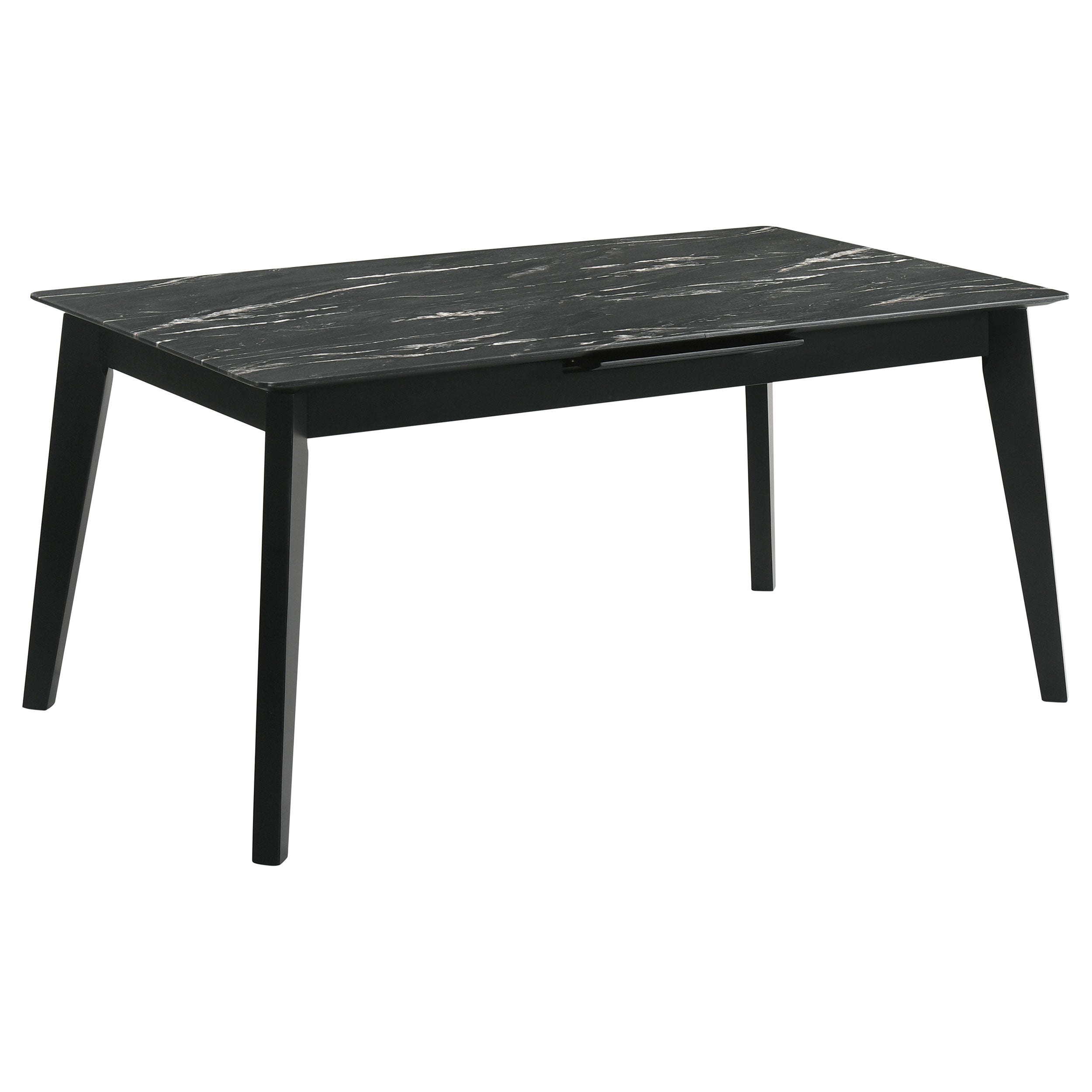 Crestmont 78-inch Extension Dining Table Black Faux Marble-CoasterEssence