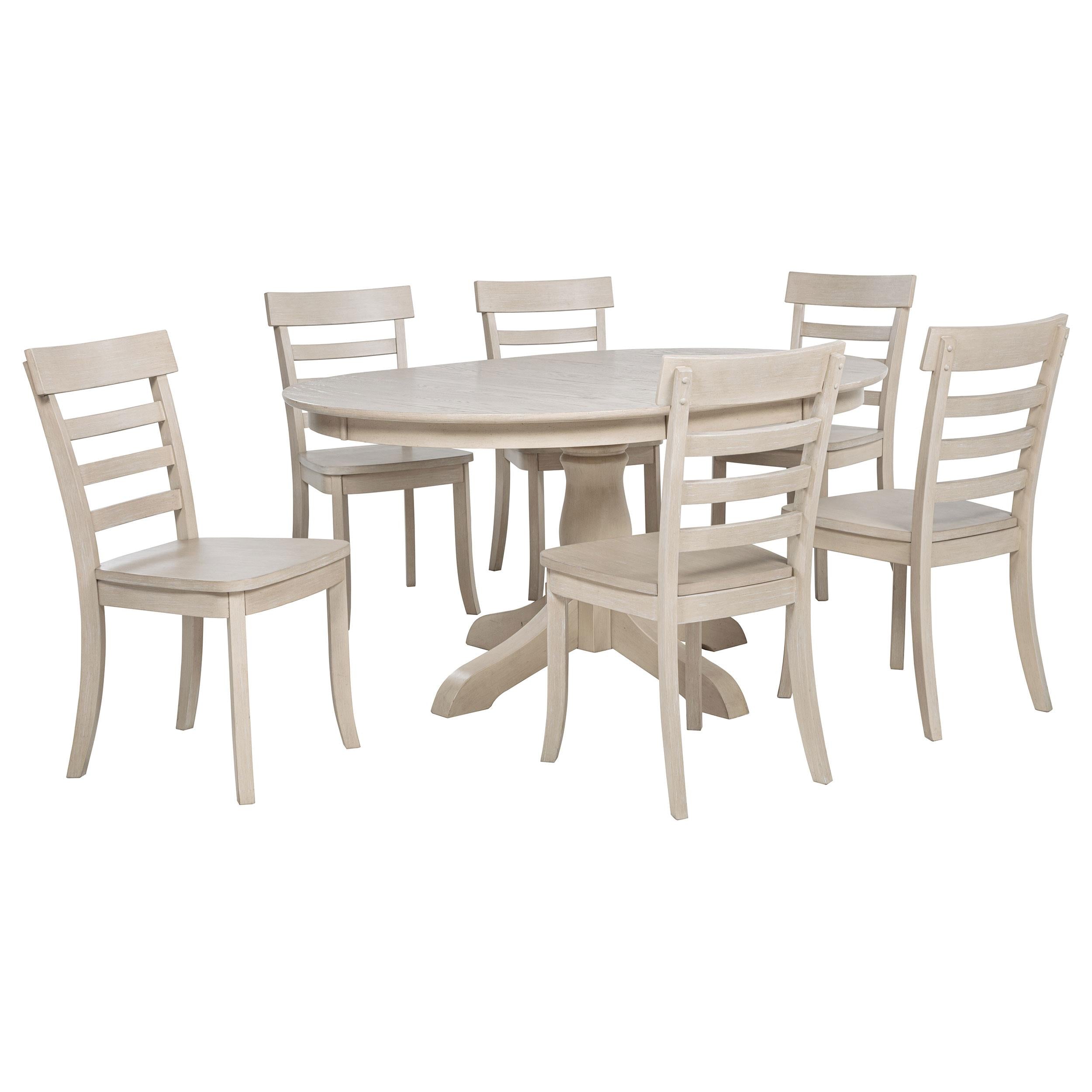 Orrison Oval 62-inch Wood Extension Leaf Dining Table Linen-