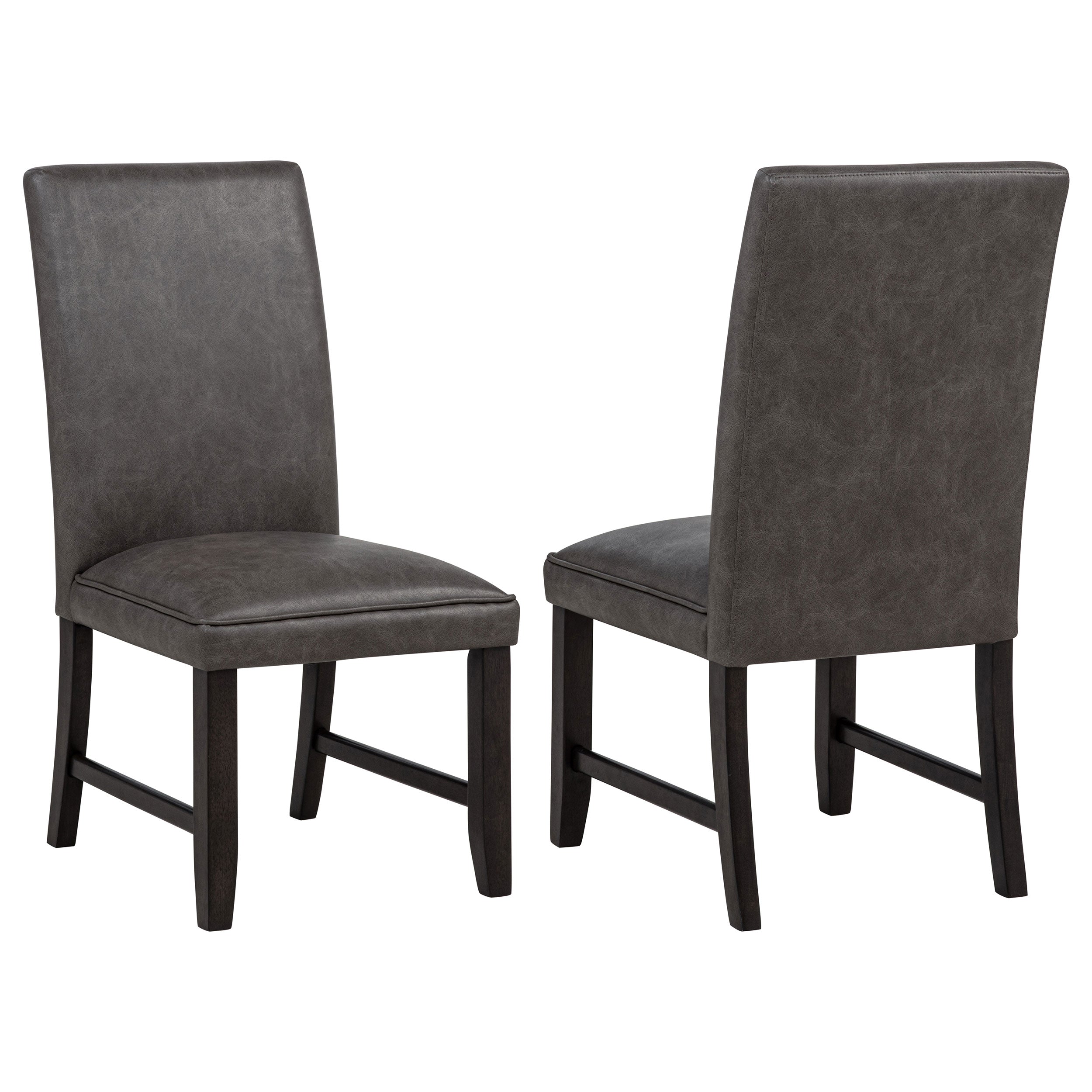 Averill Faux Leather Upholstered Dining Side Chair Dark Grey (Set of 2)-