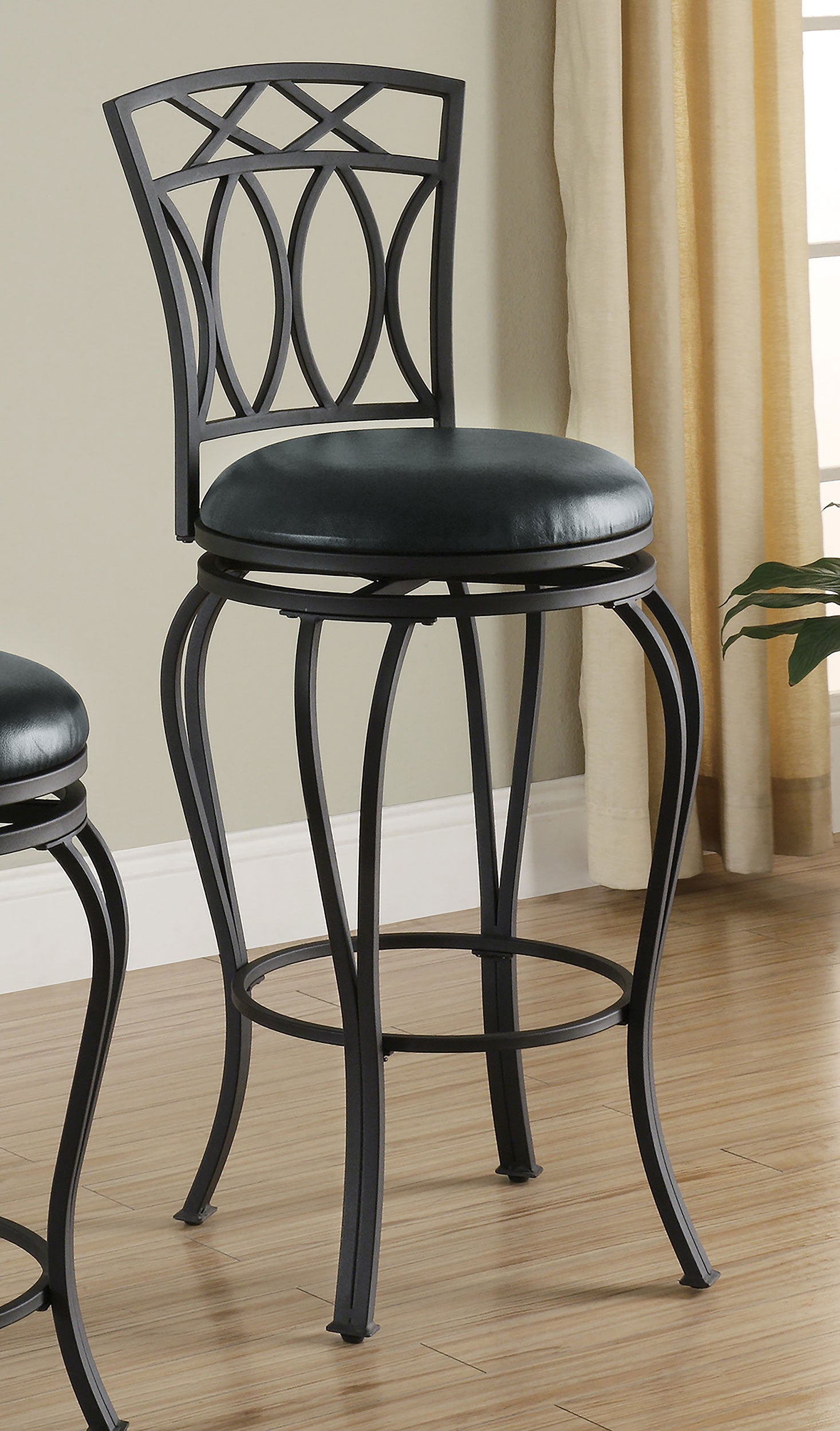 Adamsville Upholstered Swivel Bar Stool Black-CoasterEveryday