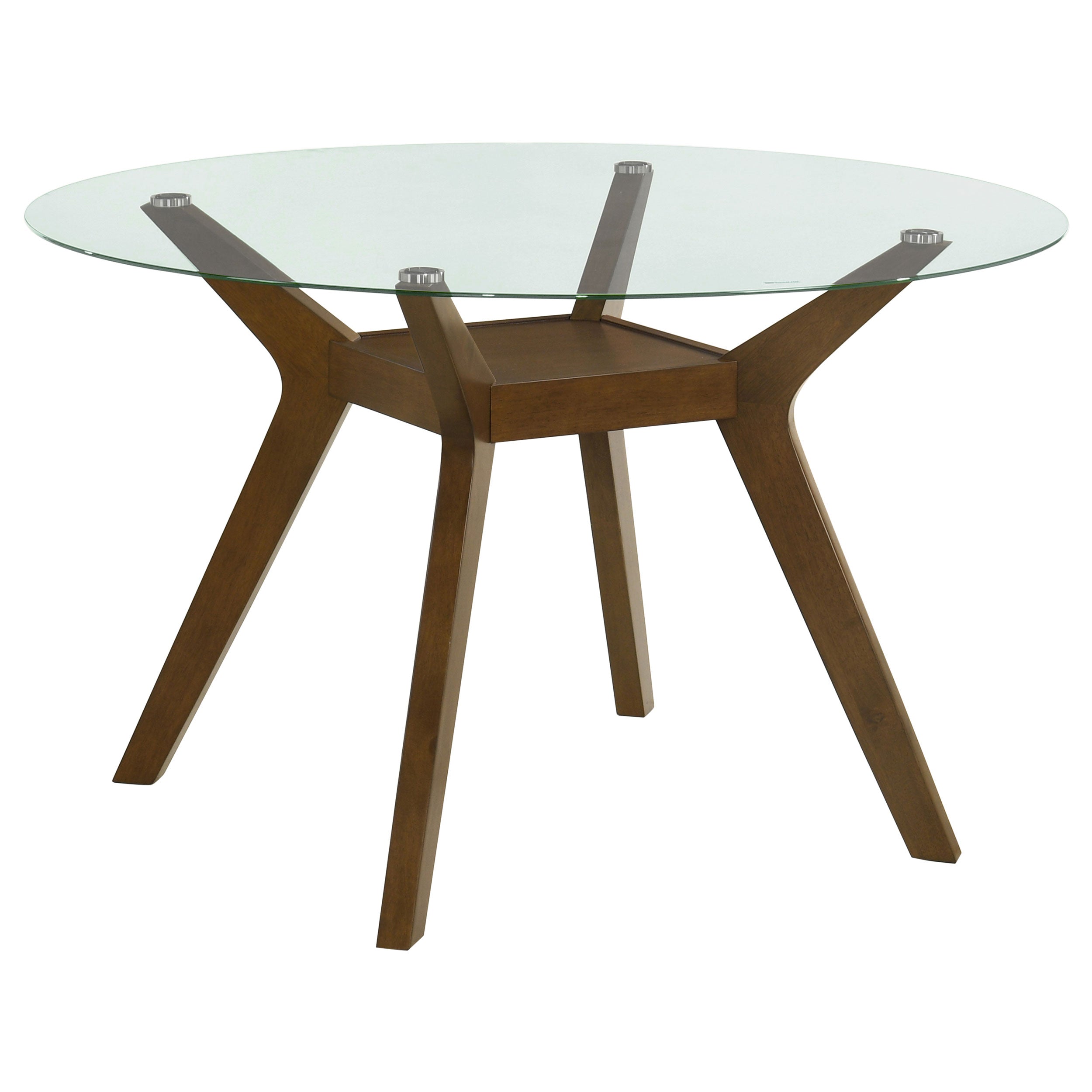 Paxton Round 48-inch Glass Top Wood Dining Table Brown-