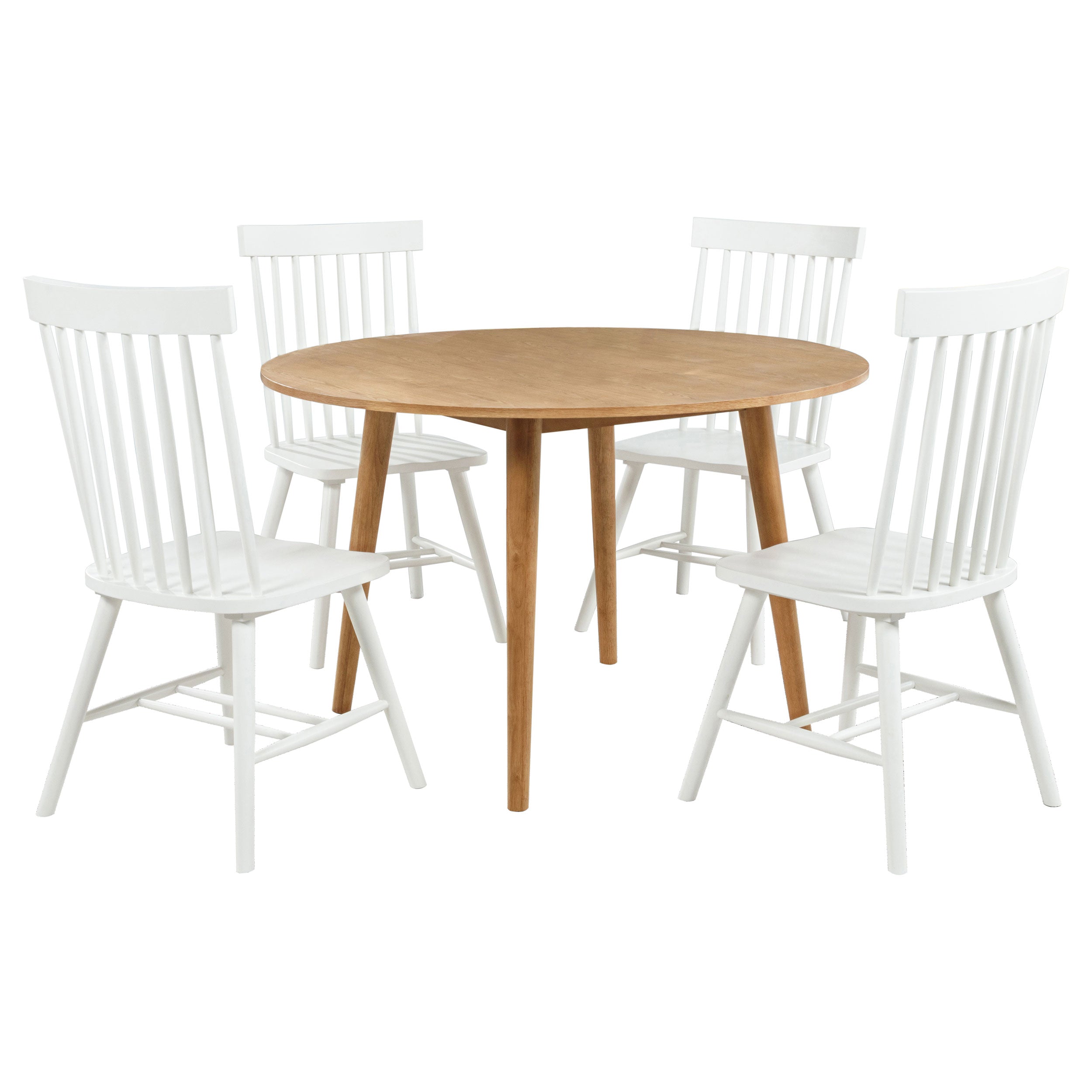 Andrews 5-piece Round Wood Dining Room Table Set Light Ash-