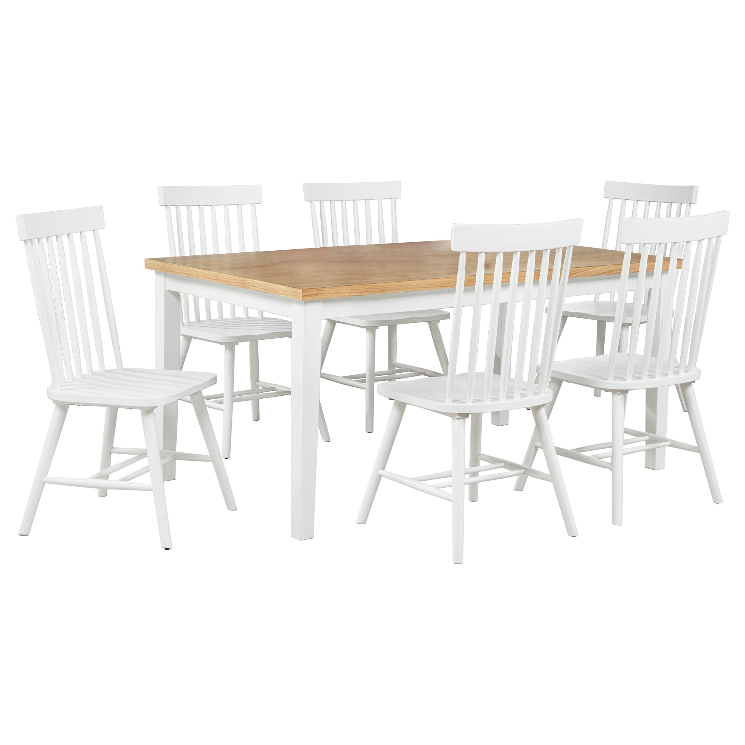 Andrews 7-piece Rectangular Dining Set Light Ash and White-