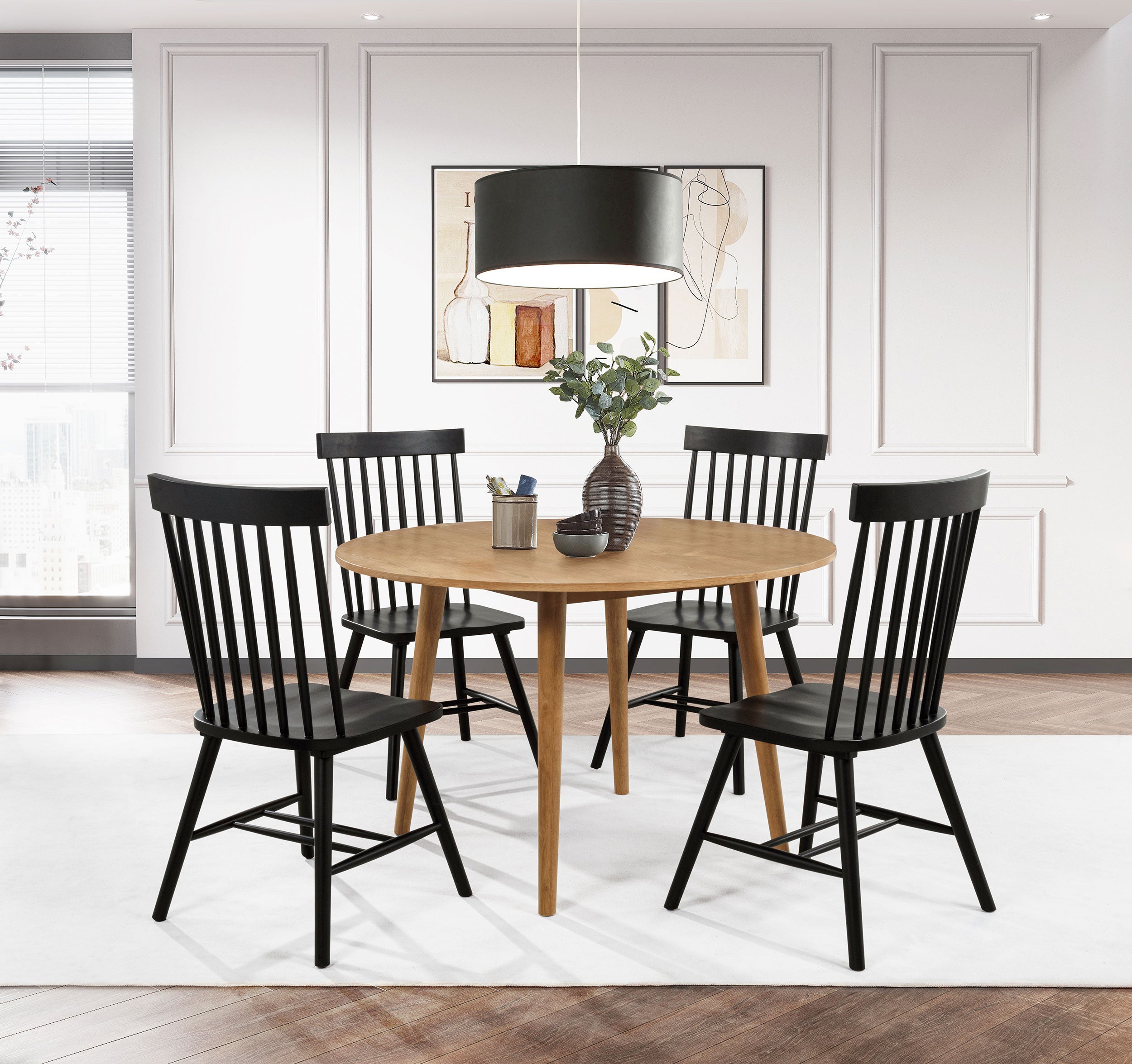 Andrews Windsor Spindle Back Dining Side Chair Black (Set of 2)-