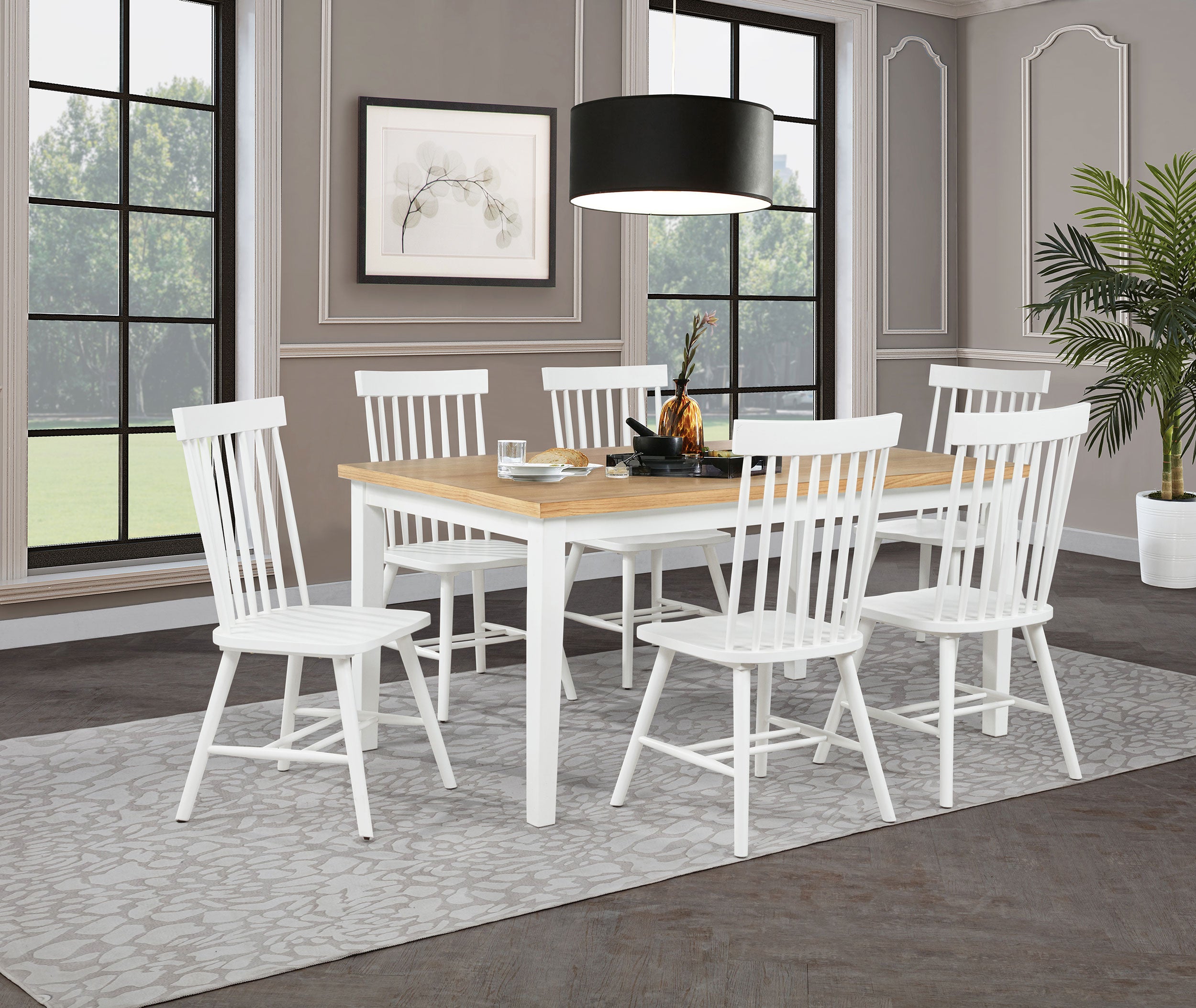 Andrews Windsor Spindle Back Dining Side Chair White (Set of 2)-