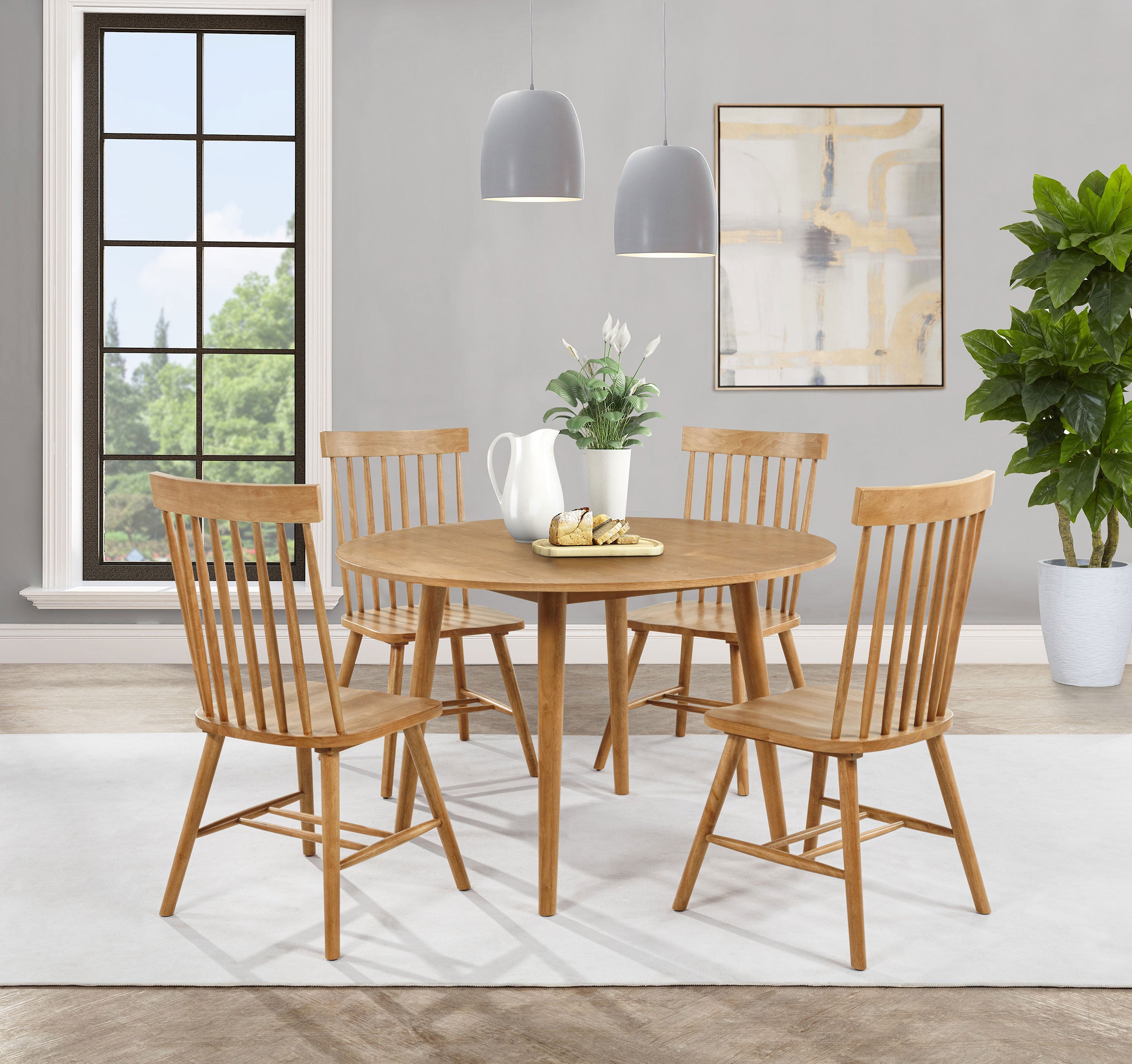 Andrews Windsor Spindle Back Dining Side Chair Light Ash (Set of 2)-