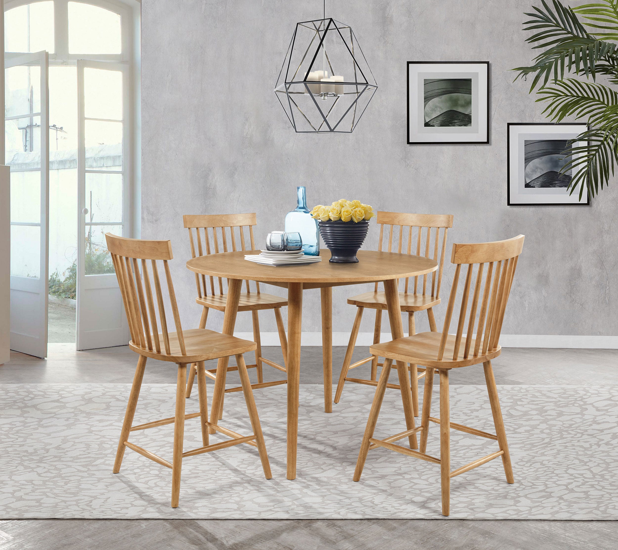 Andrews 5-piece Round Counter Height Dining Set Light Ash-