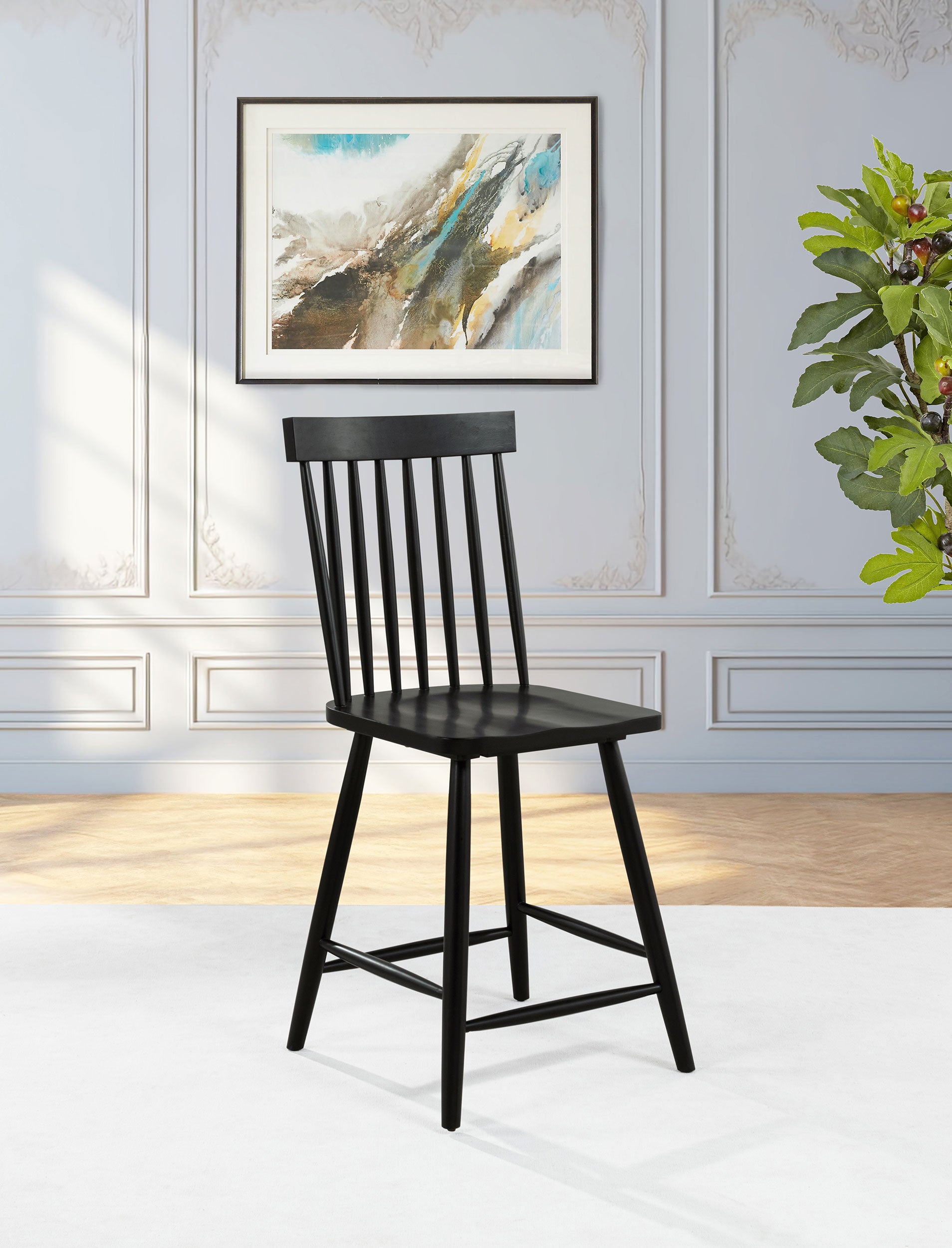 Andrews Windsor Counter Height Dining Side Chair Black (Set of 2)-