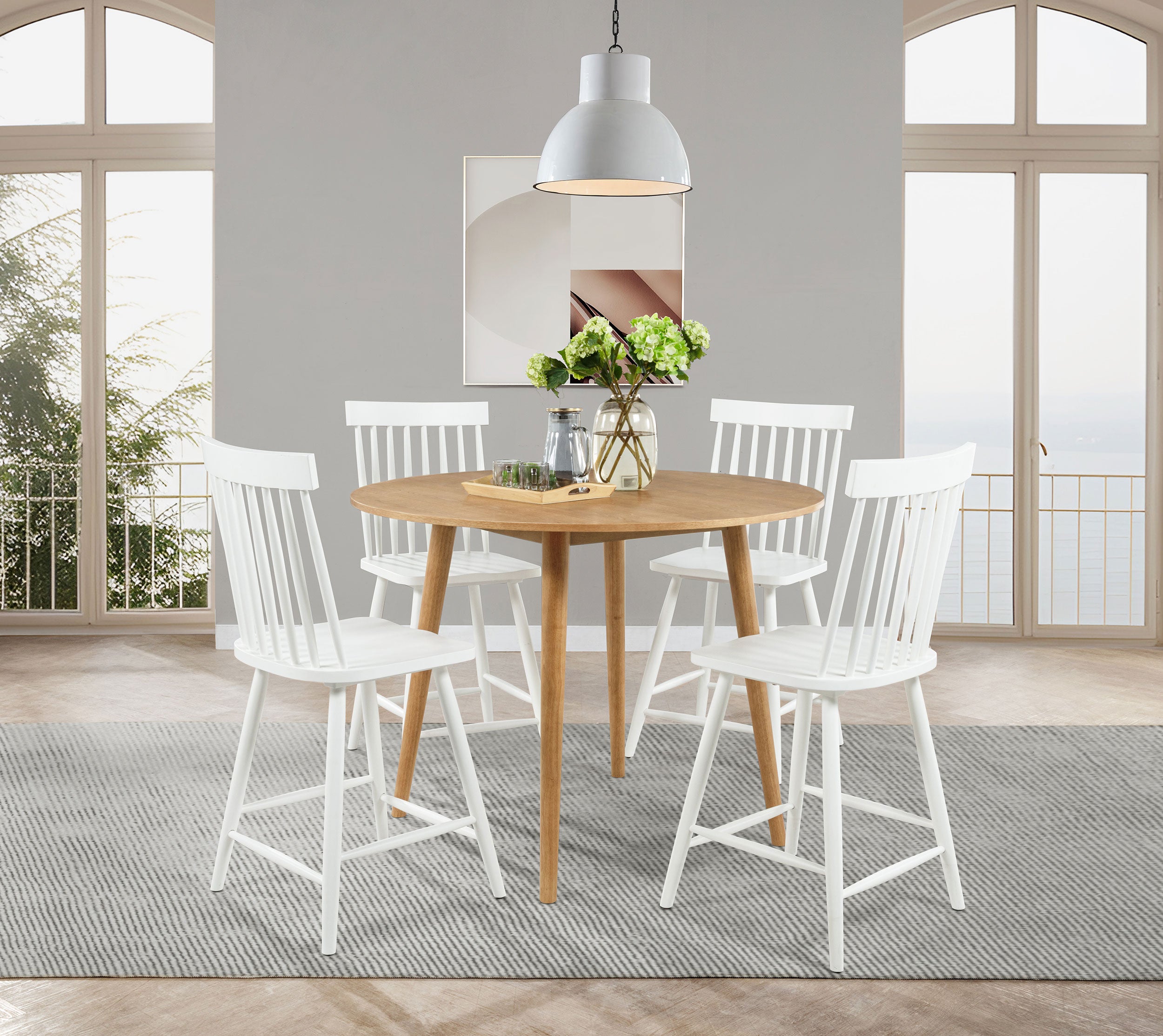 Andrews Windsor Counter Height Dining Side Chair White (Set of 2)-