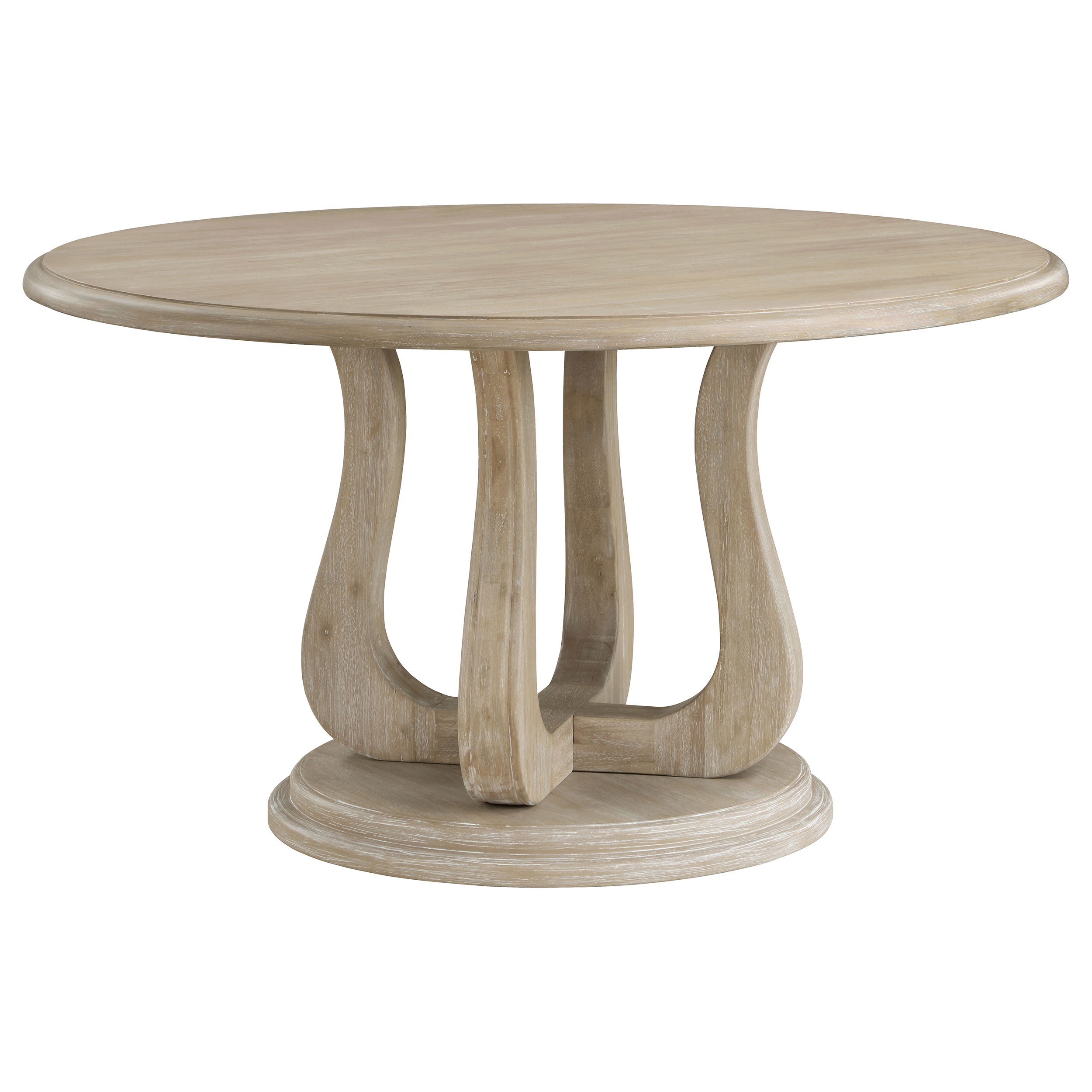 Trofello Round 60-inch Pedestal Dining Table White Washed-
