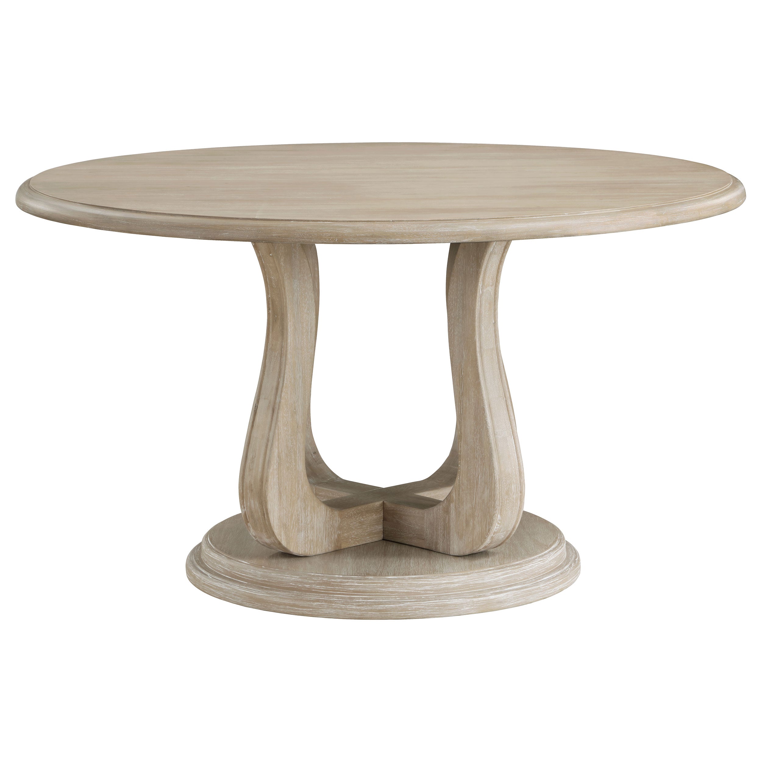 Trofello Round 60-inch Pedestal Dining Table White Washed-