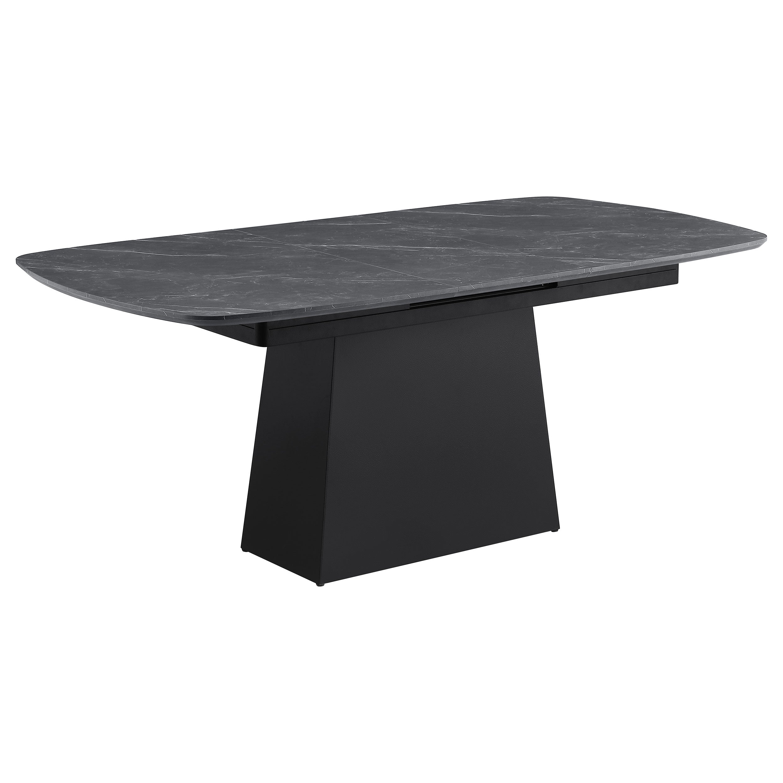 Potero 73-inch Faux Marble Extension Leaf Dining Table Black-