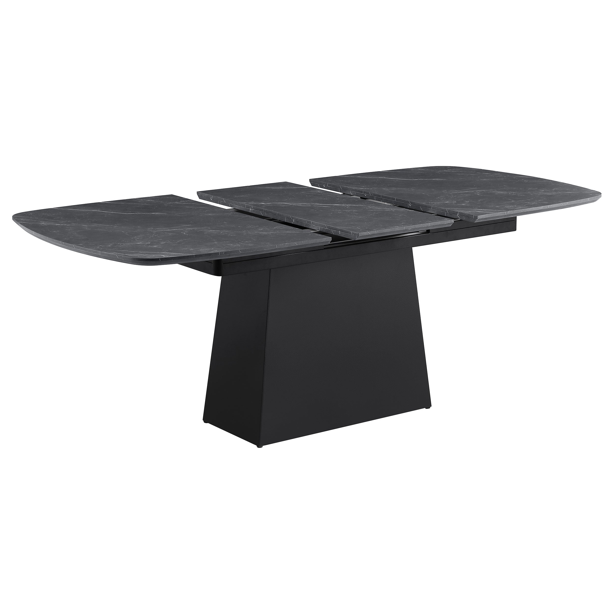 Potero 73-inch Faux Marble Extension Leaf Dining Table Black-