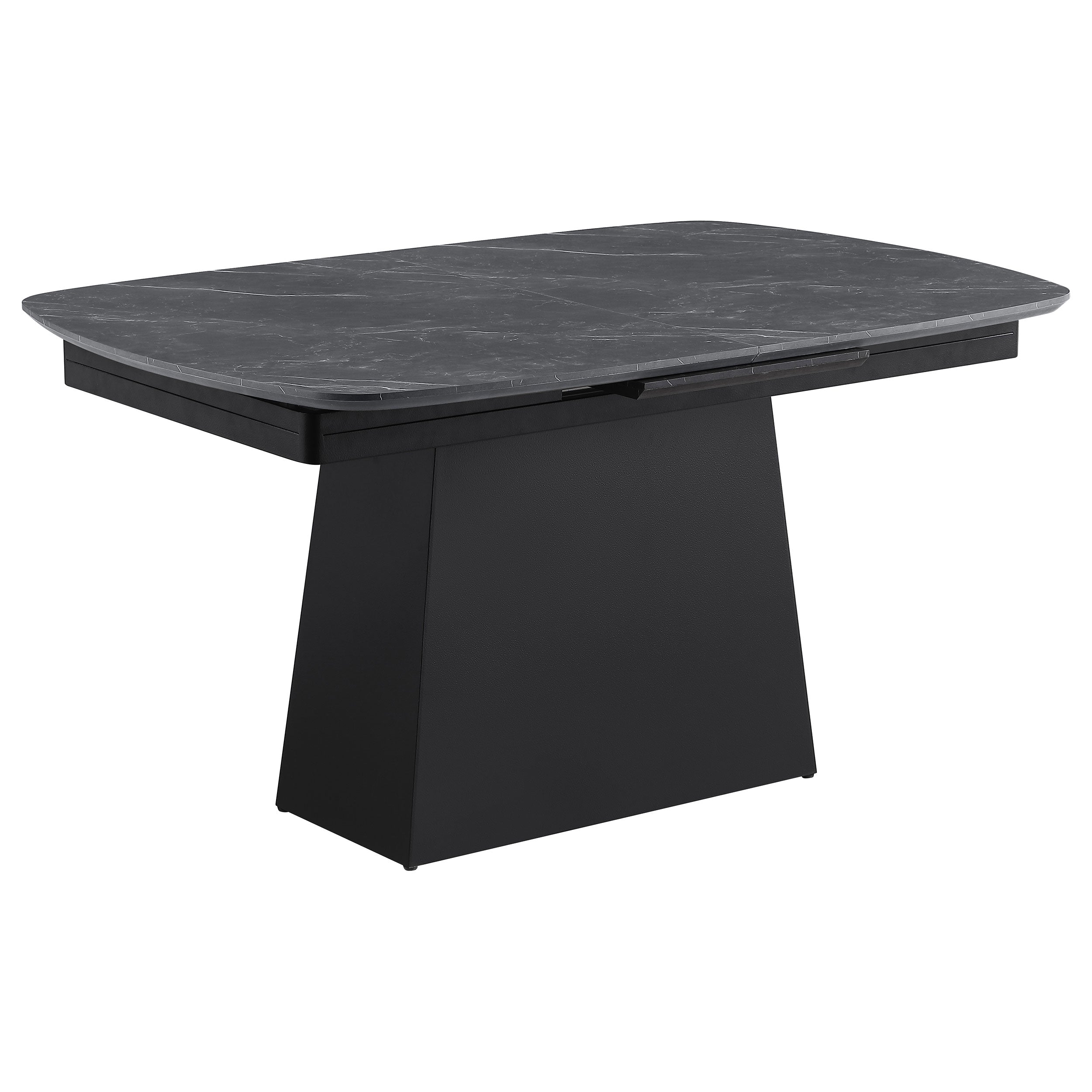 Potero 73-inch Faux Marble Extension Leaf Dining Table Black-