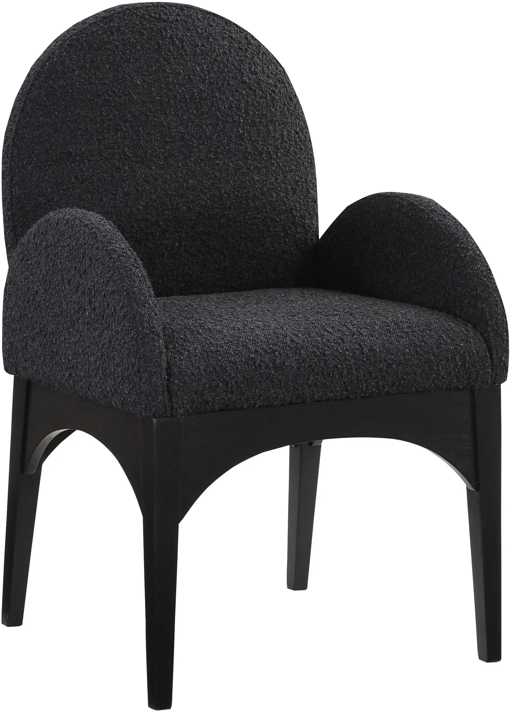 Waldorf - Boucle Dining Arm Chair With Black Legs - Best Buy Furniture