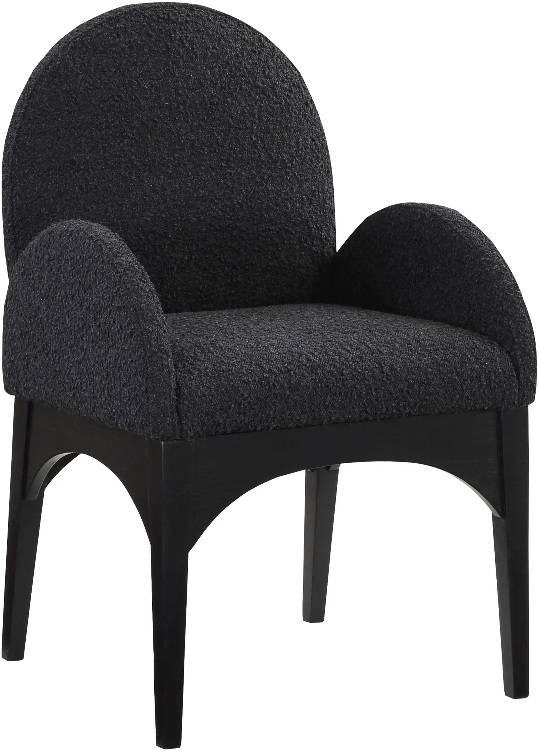 Waldorf - Boucle Dining Arm Chair With Black Legs - Best Buy Furniture