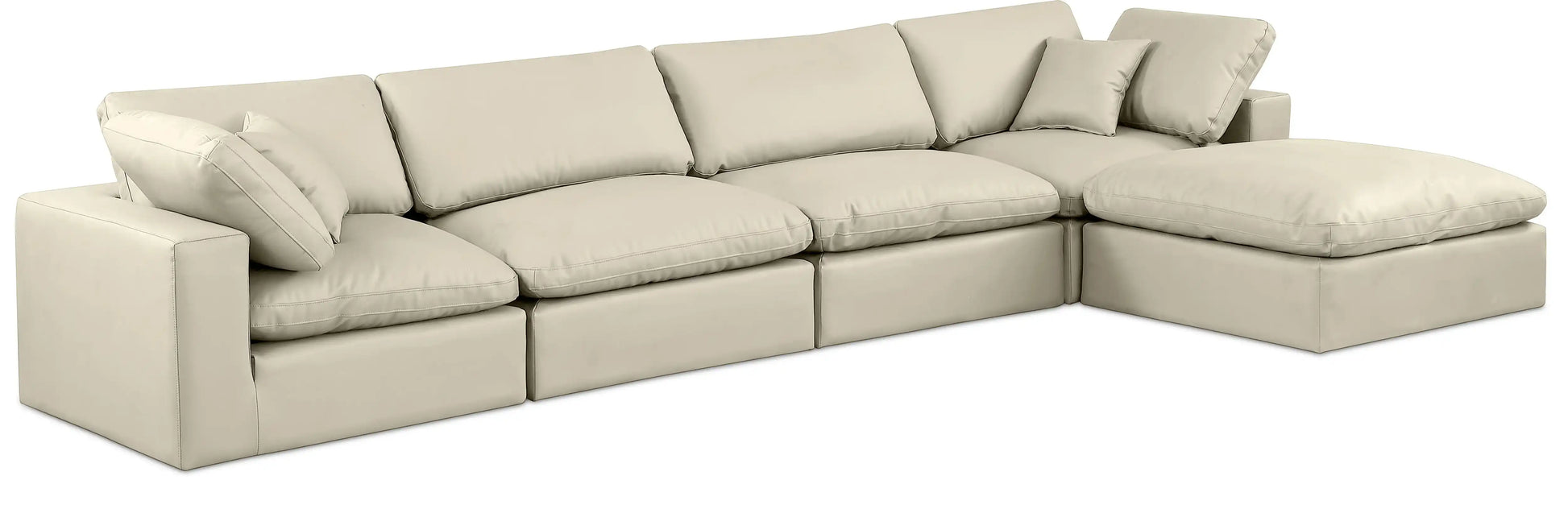 Comfy - 5 Piece Faux Leather Modular Sectional With Chaise - Best Buy Furniture