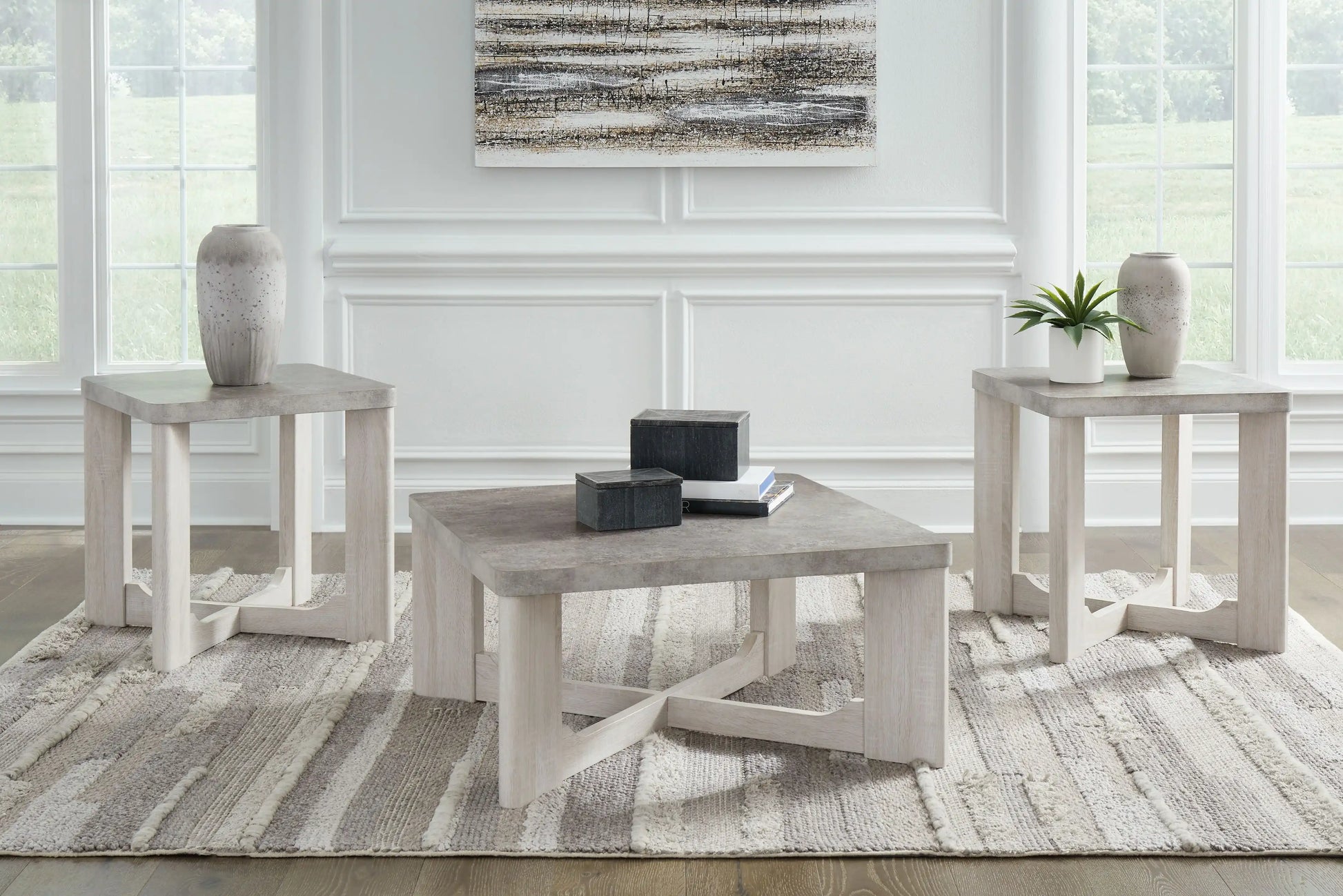 Garnilly - Occasional Table Set (Set of 3) - Whitewash - Best Buy Furniture