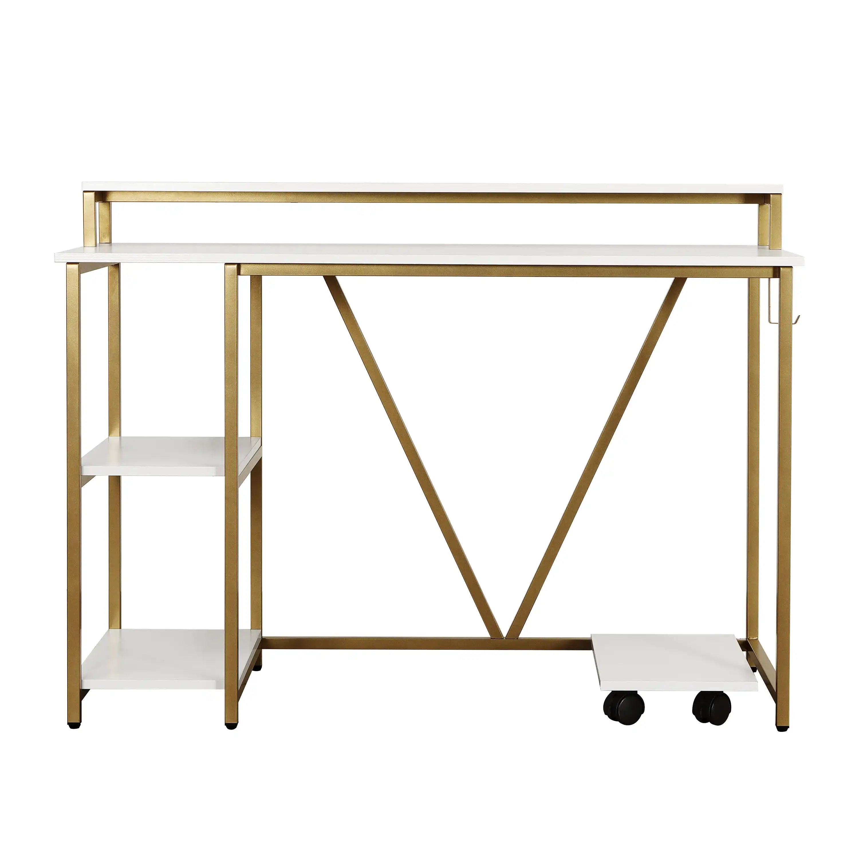 Techni Mobili Industrial Writing Desk, Gold - Best Buy Furniture