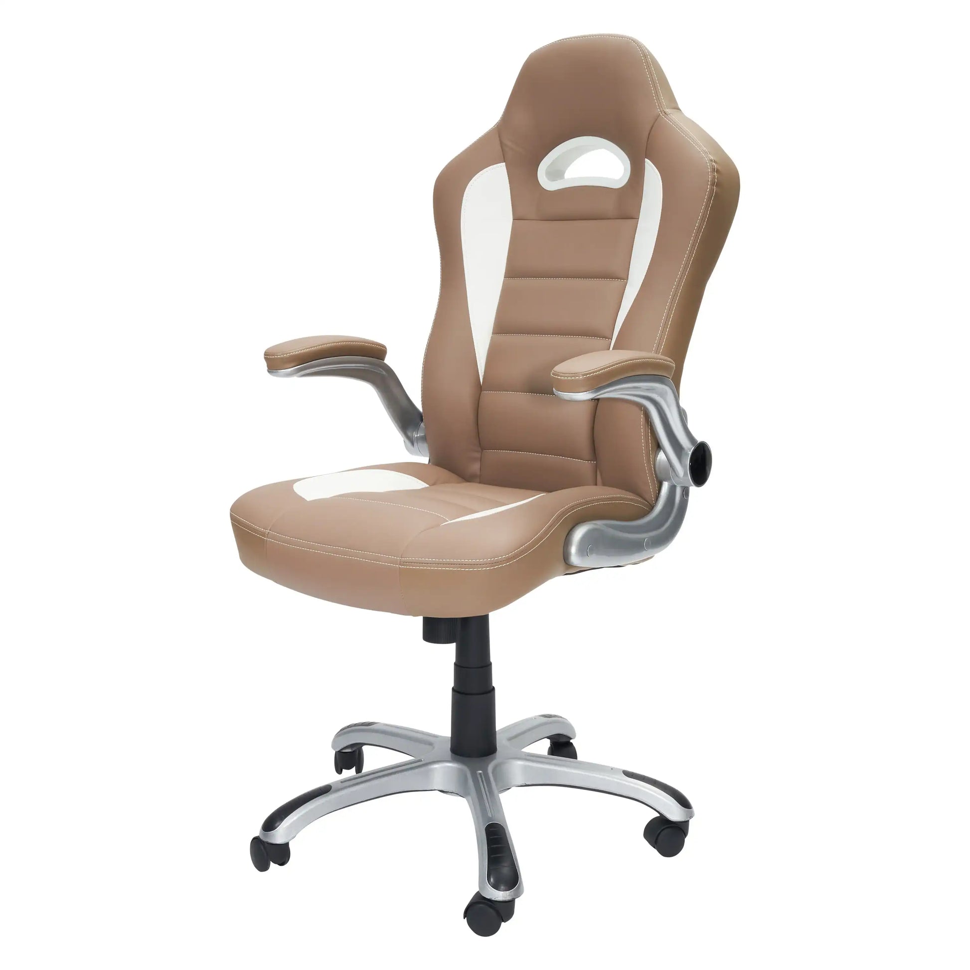 Techni Mobili High Back Executive Sport Race Office Chair with Flip-Up Arms, Camel - Best Buy Furniture