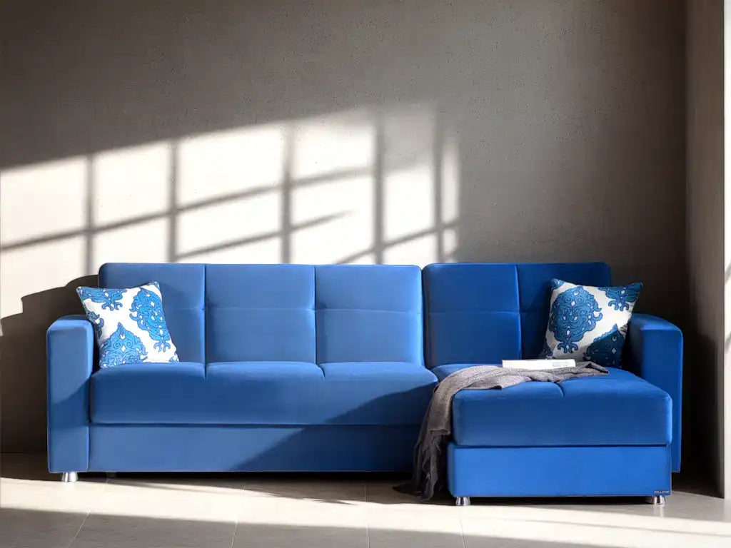 ELEGANT 102" Wide Reversible Sleeper Sectional with Storage – Velvet Fabric - Best Buy Furniture