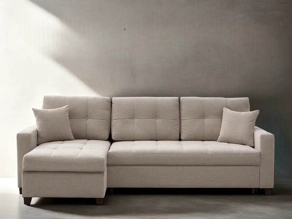 IVY 102" Reversible Chase Queen Sleeper Sectional - Beige - Best Buy Furniture
