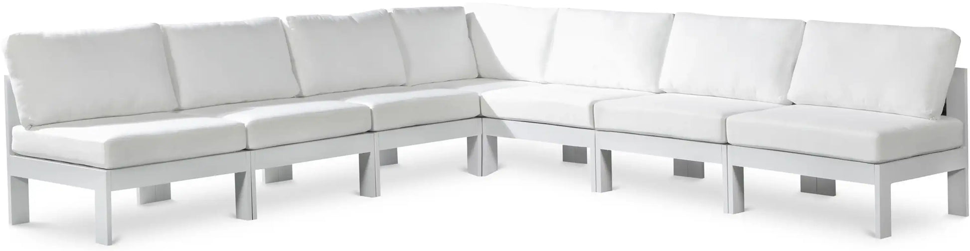 Nizuc - Outdoor Patio 7 Piece Modular Sectional With White Frame - Best Buy Furniture
