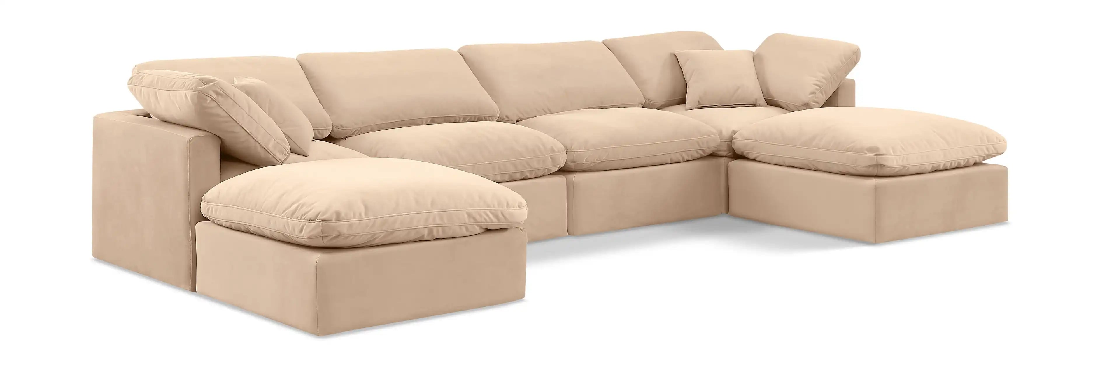 Indulge - Velvet 6 Piece Modular Double Chaise Sectional - Best Buy Furniture