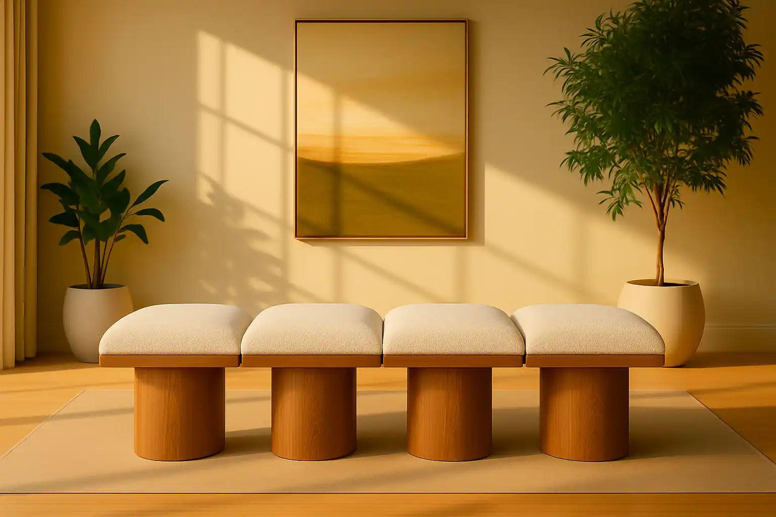 Pavilion - 4 Piece Modular Bench With Brown Base