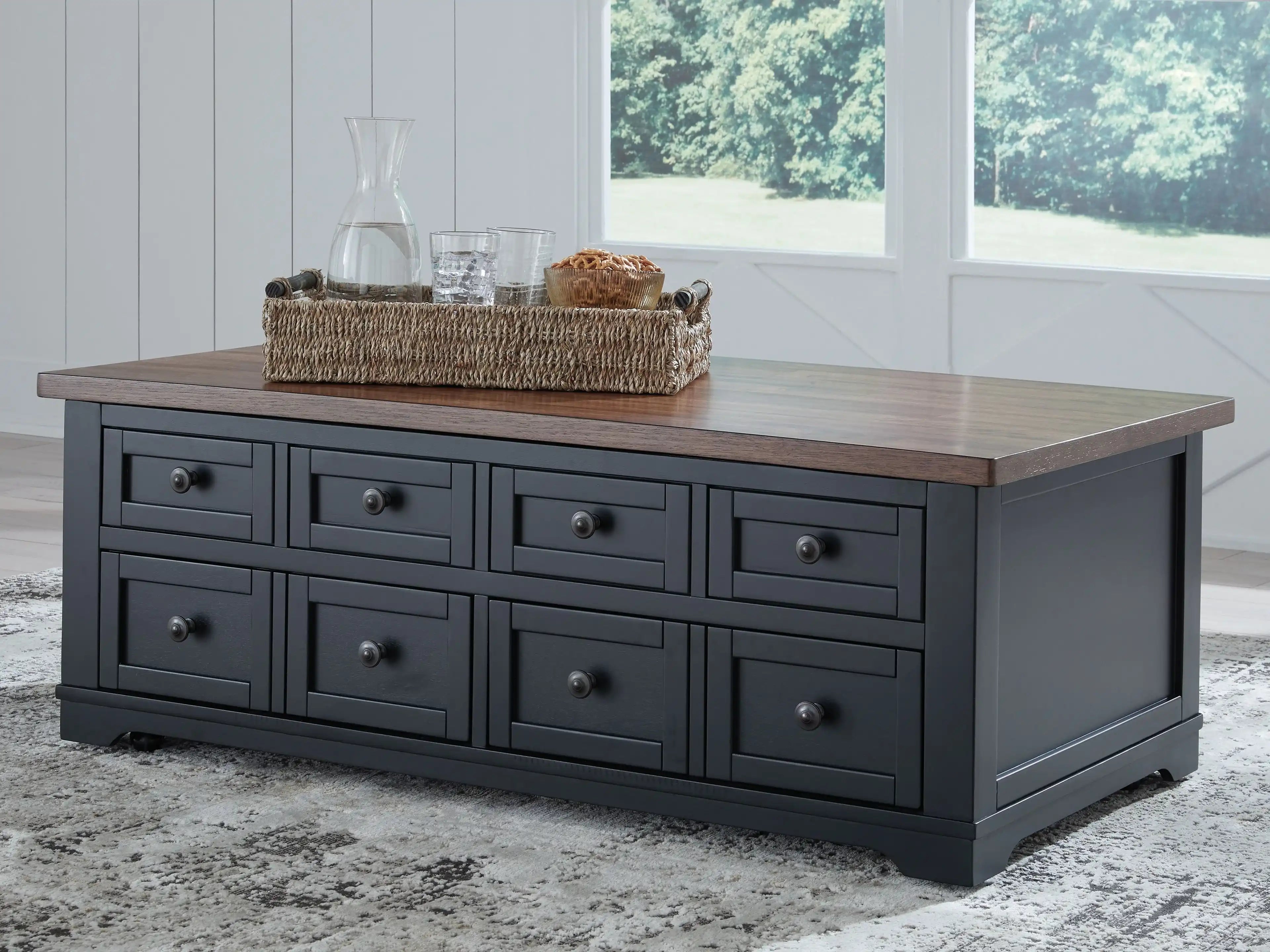 Wildenauer - Lift Top Cocktail Table - Brown / Black - Best Buy Furniture
