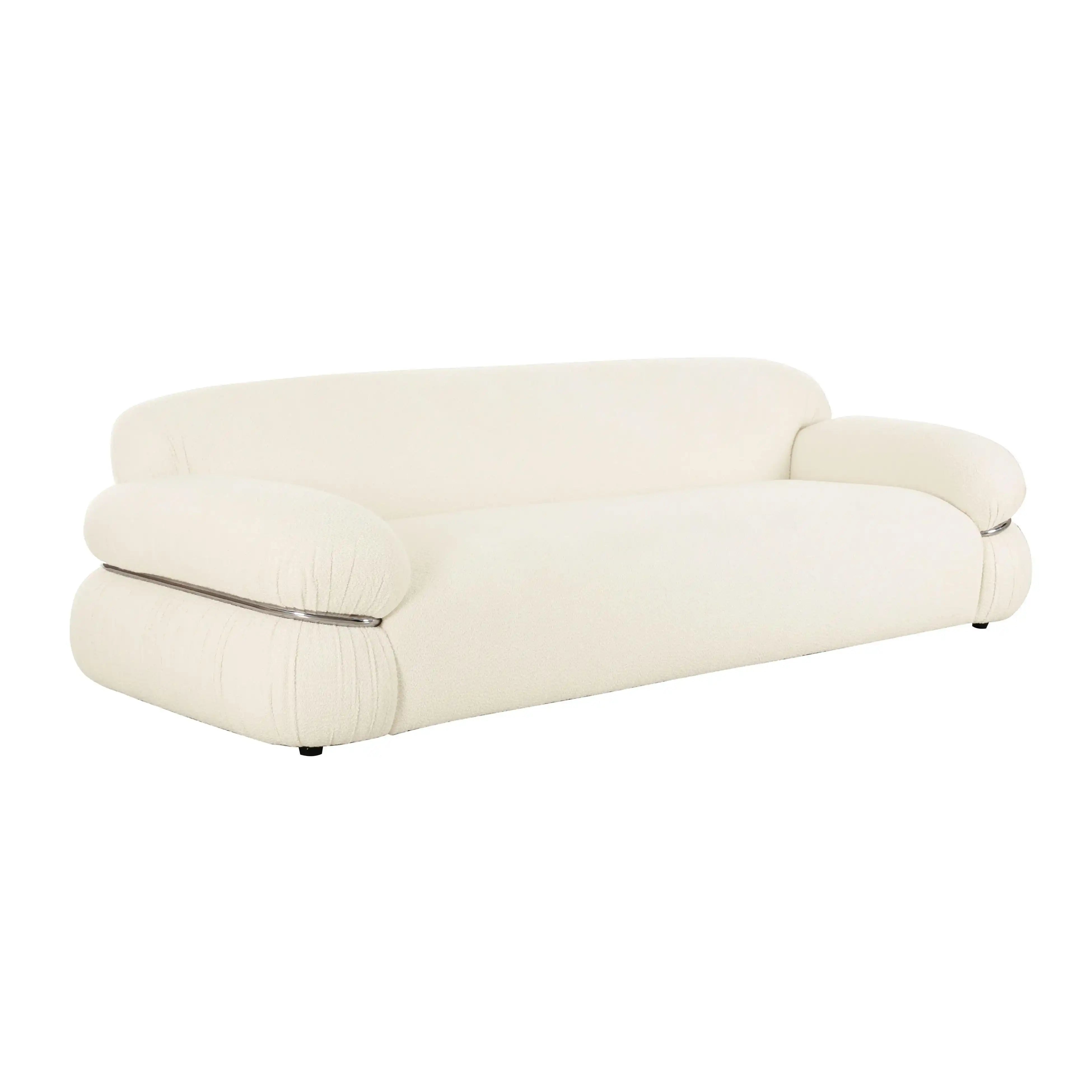 Leyla - Boucle Sofa - Cream - Best Buy Furniture