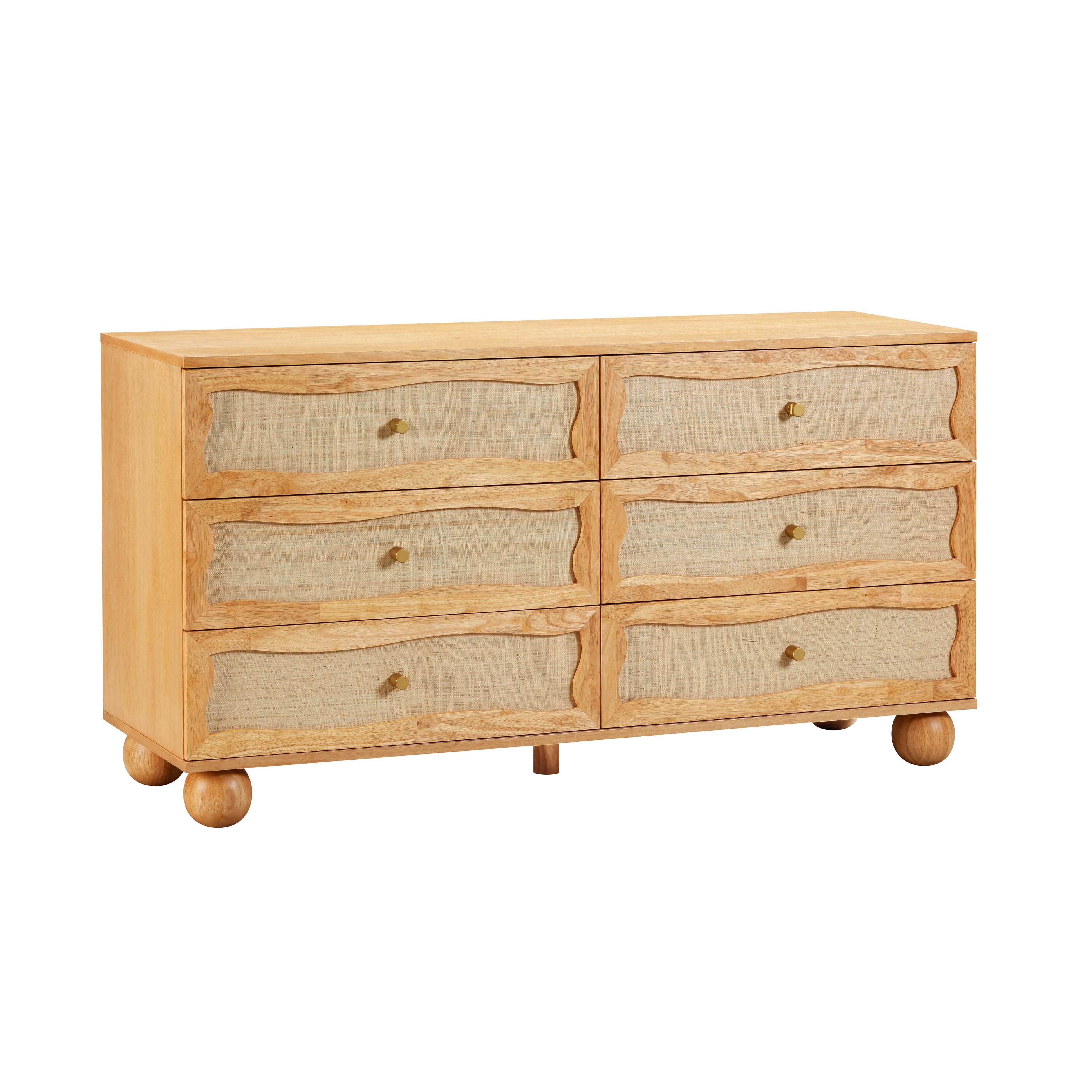 Grappa - Wood & Rattan Wavy Dresser - Natural - Best Buy Furniture