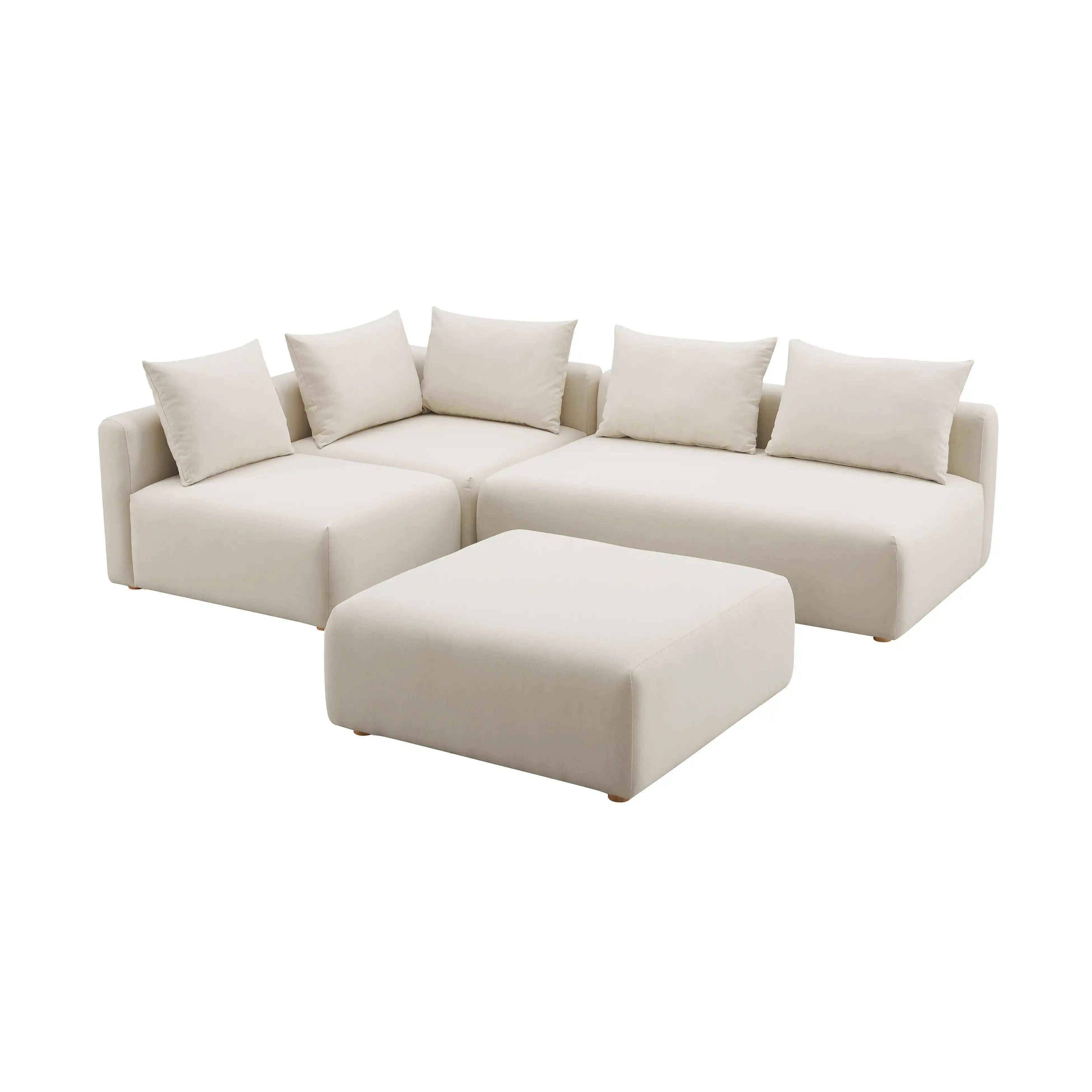 Hangover - Linen 4-Piece Modular Chaise Sectional - Cream - Best Buy Furniture