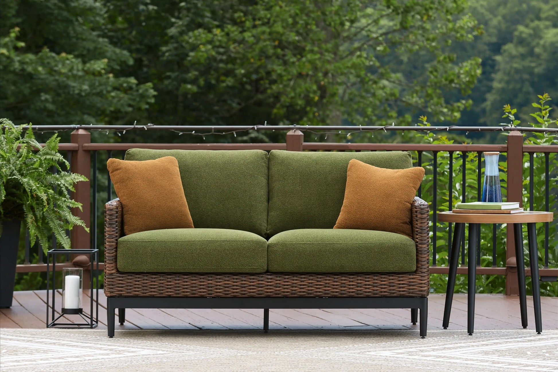 Horizon Hall - Loveseat With Cushion - Brown / Green - Best Buy Furniture