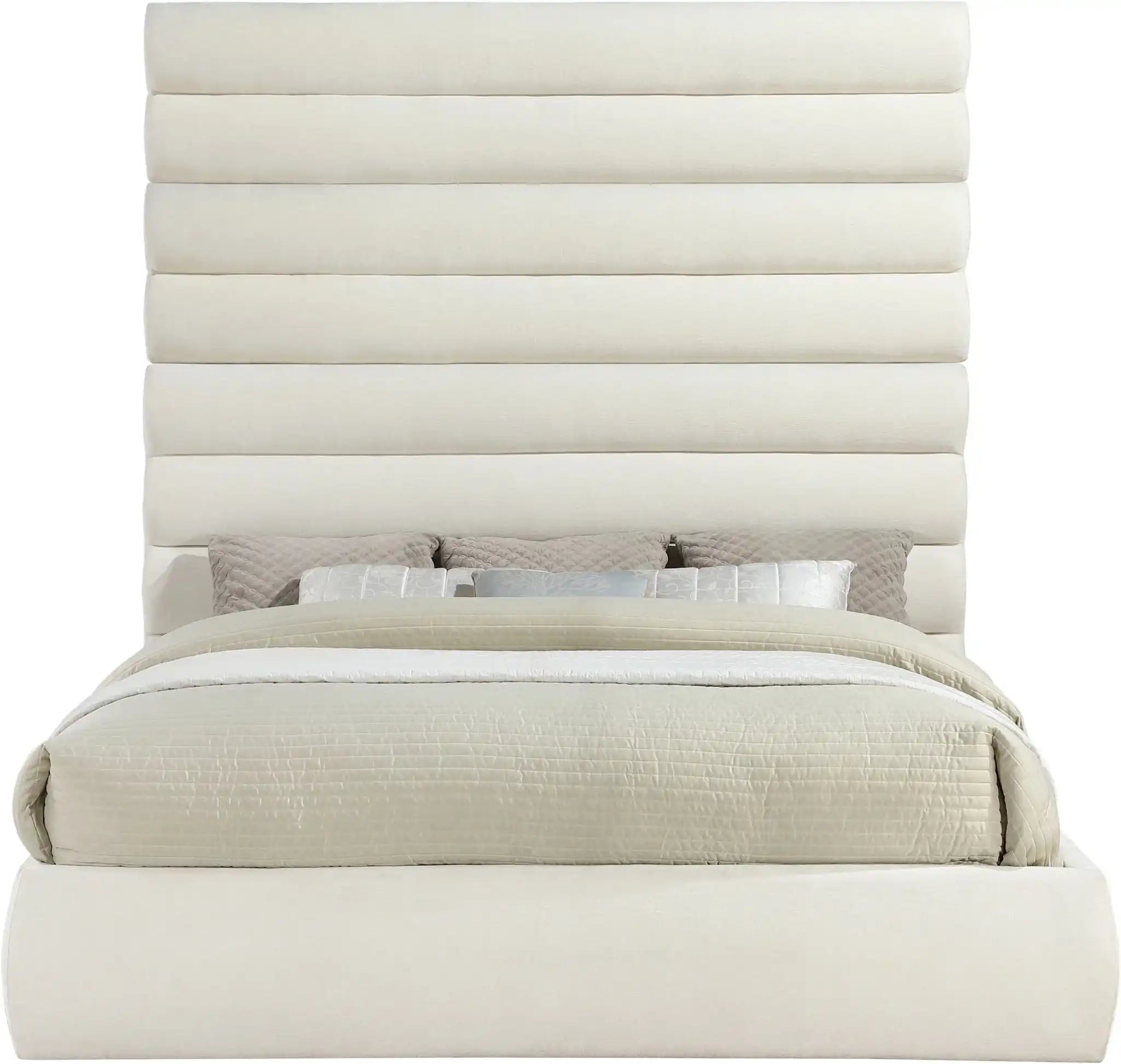 Adam - Chenille Fabric Bed With 89" Headboard