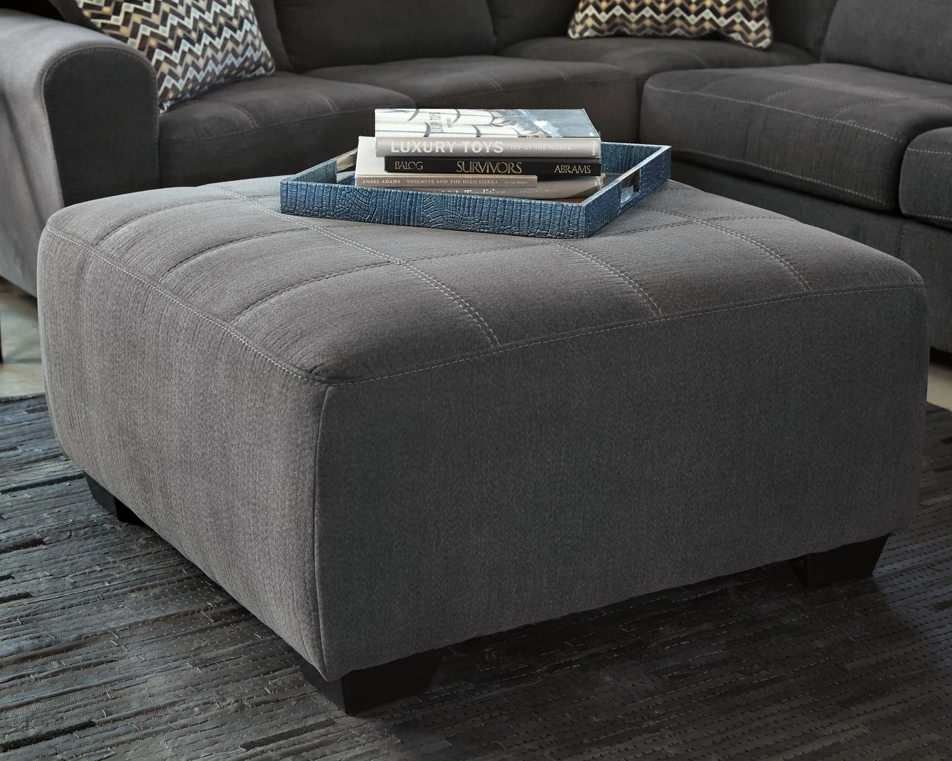 Ambee - Oversized Accent Ottoman - Slate - Best Buy Furniture