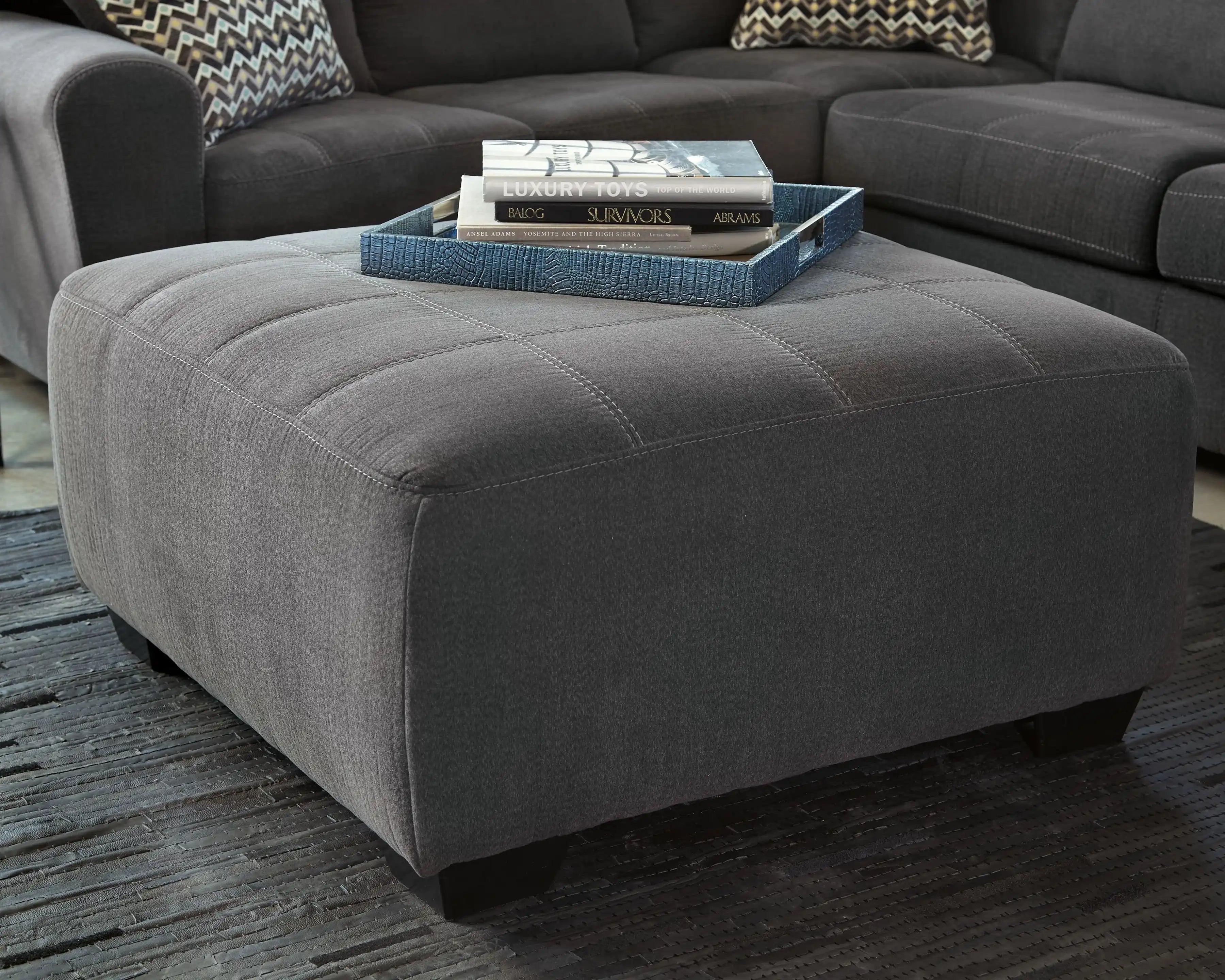 Ambee - Oversized Accent Ottoman - Slate - Best Buy Furniture