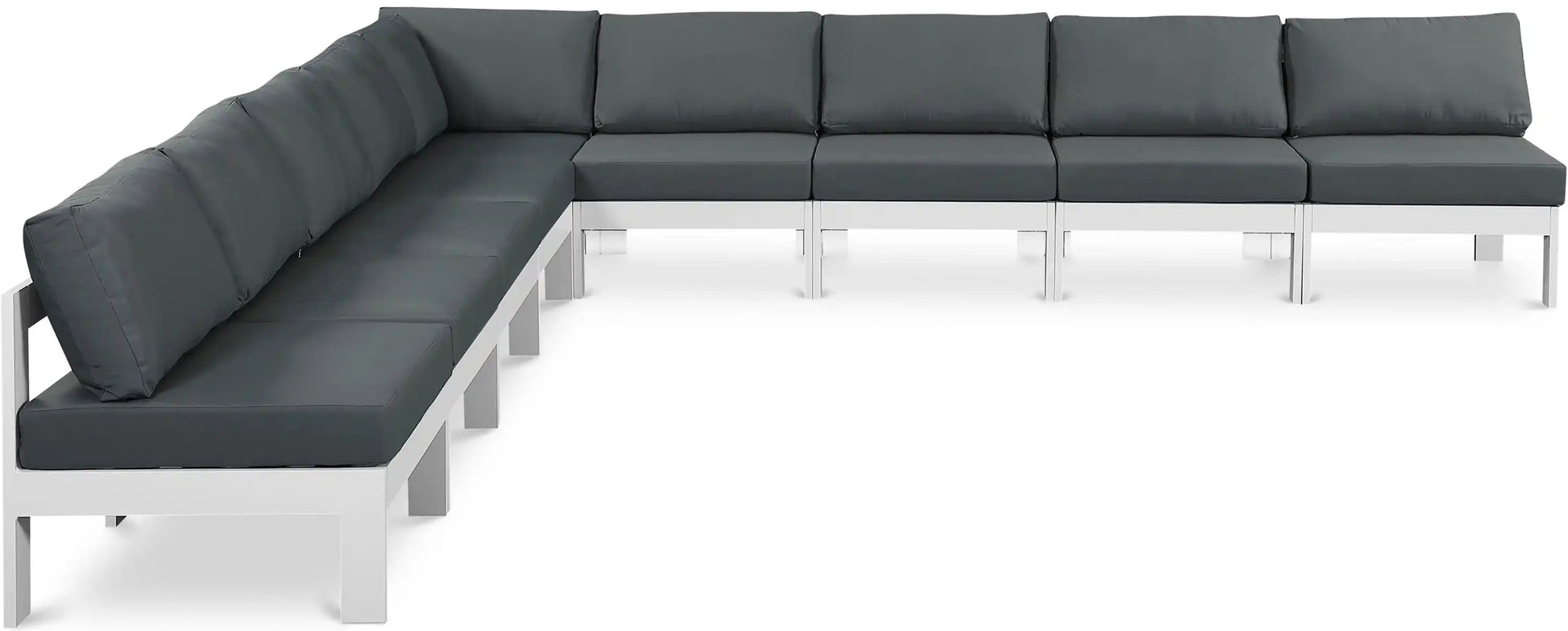 Nizuc - Outdoor Patio 9 Piece Modular Sectional With White Frame - Best Buy Furniture