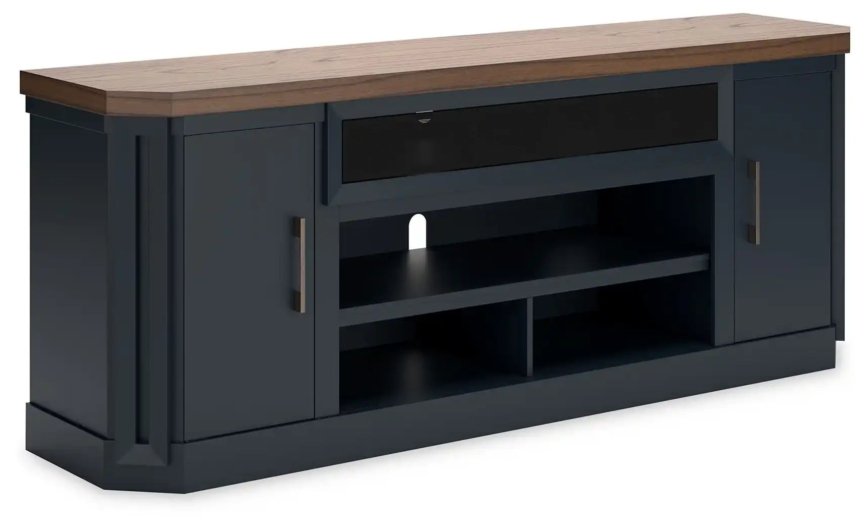 Landocken - XL TV Stand W/Fireplace Option - Brown / Blue - Best Buy Furniture