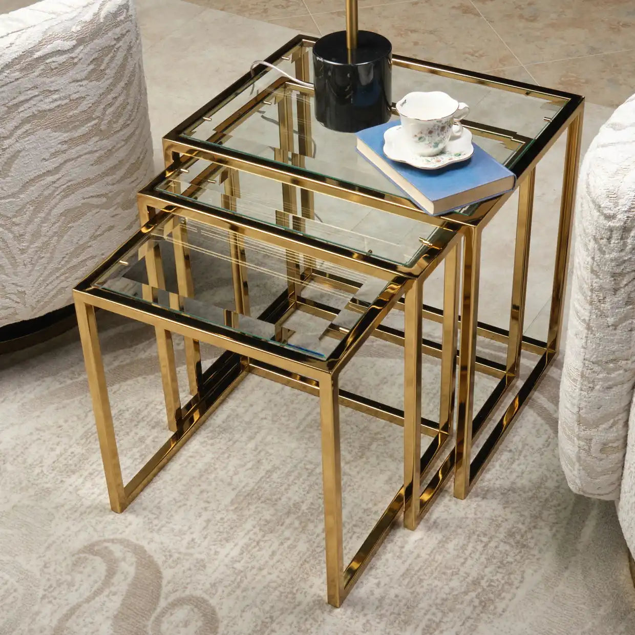 Savannah Breeze - Nesting Tables (Set of 3) - Bright Gold - Best Buy Furniture