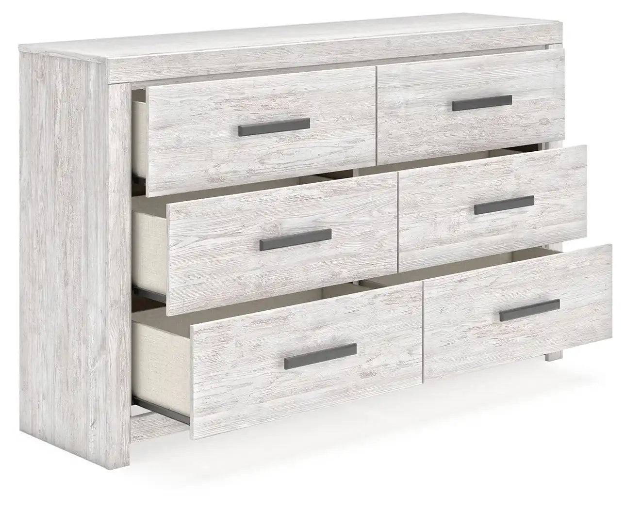Cayboni - Six Drawer Dresser - Whitewash - Best Buy Furniture