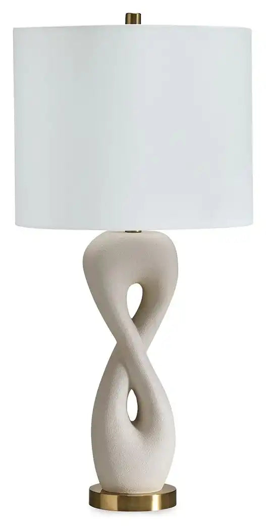Judrich - Poly Table Lamp - White / Gold Finish - Best Buy Furniture