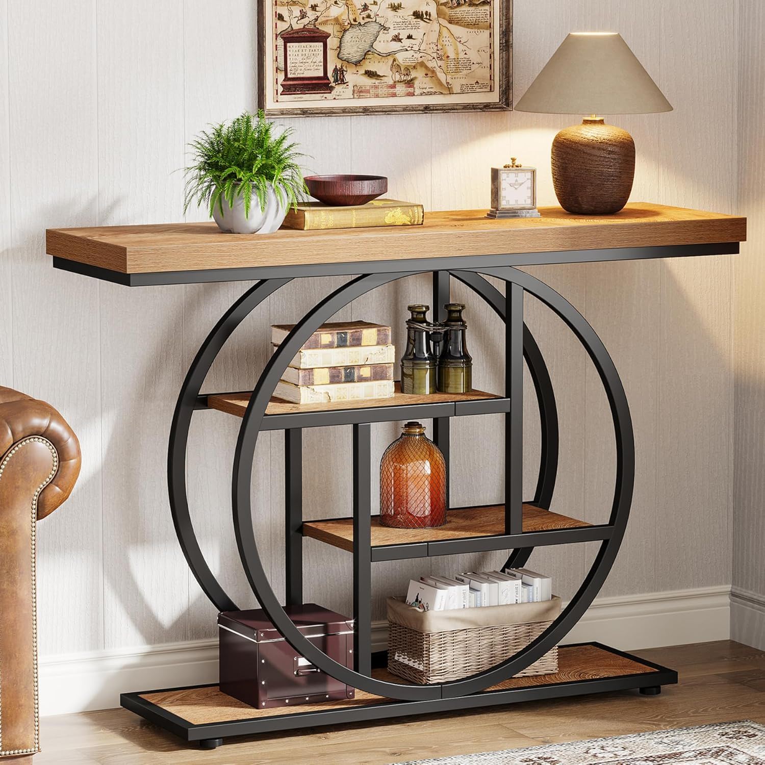 Console Table With 4 Tier Design For Living Hallway