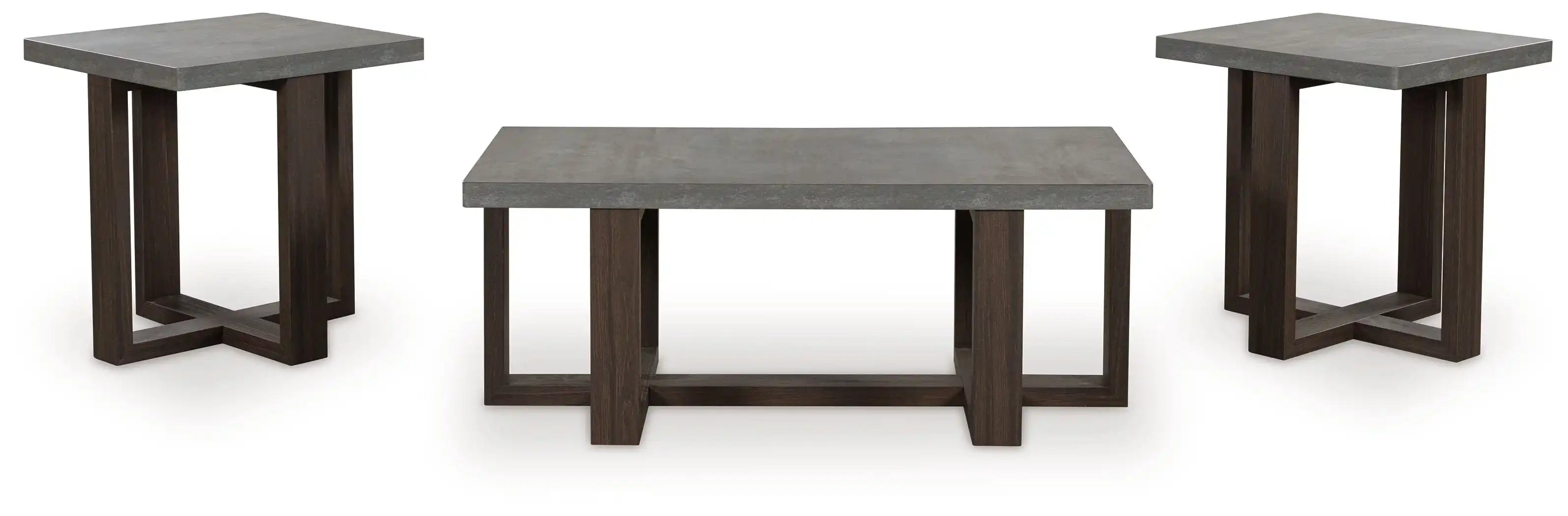Dynnford - Occasional Table Set (Set of 3) - Gray / Brown - Best Buy Furniture