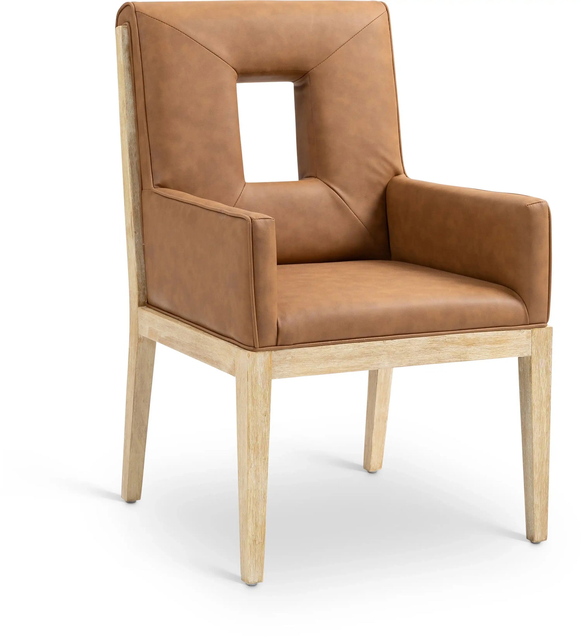 Gwendolyn - Faux Leather Dining Arm Chair With Natural Frame - Best Buy Furniture