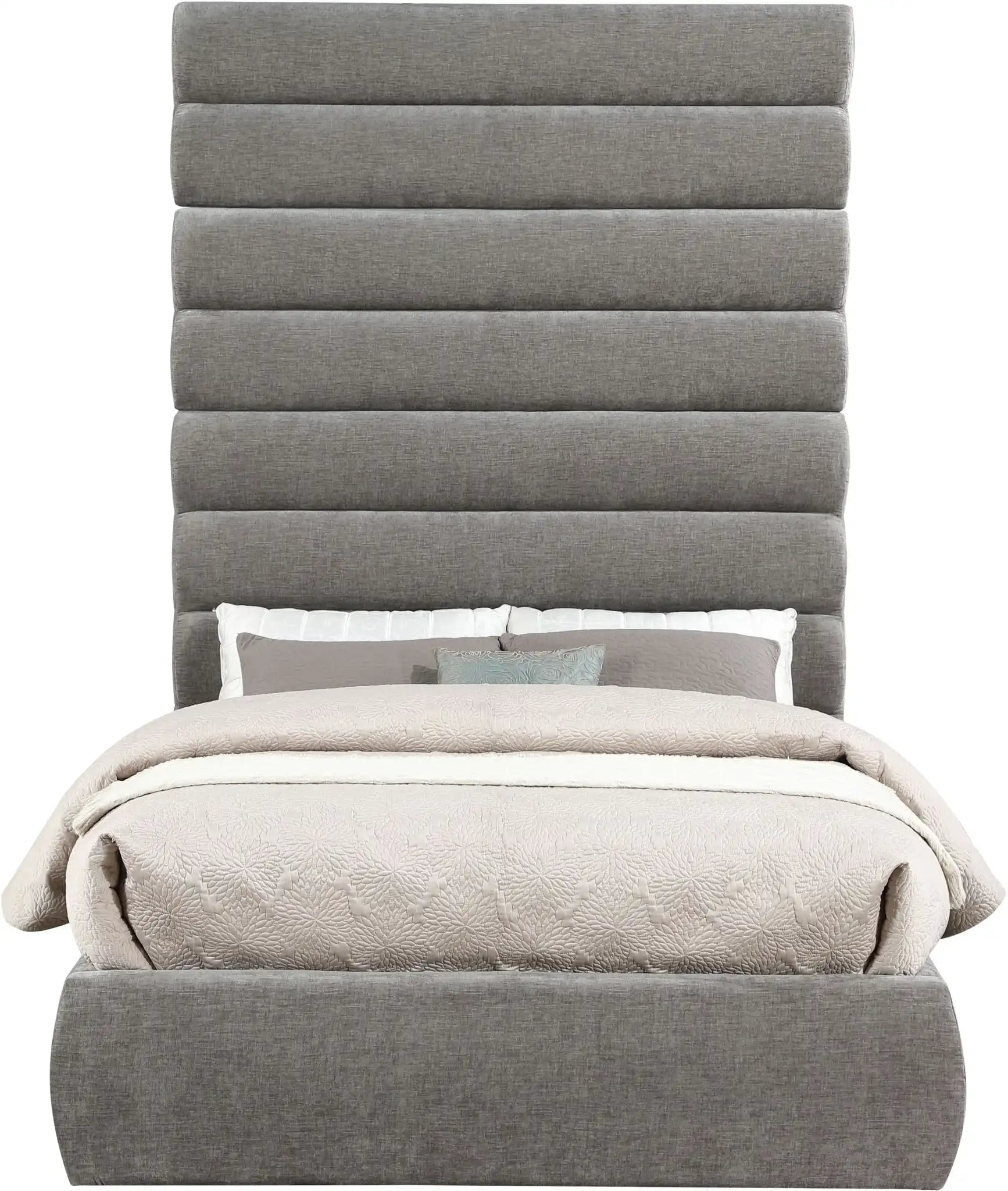 Adam - Chenille Fabric Bed With 89" Headboard